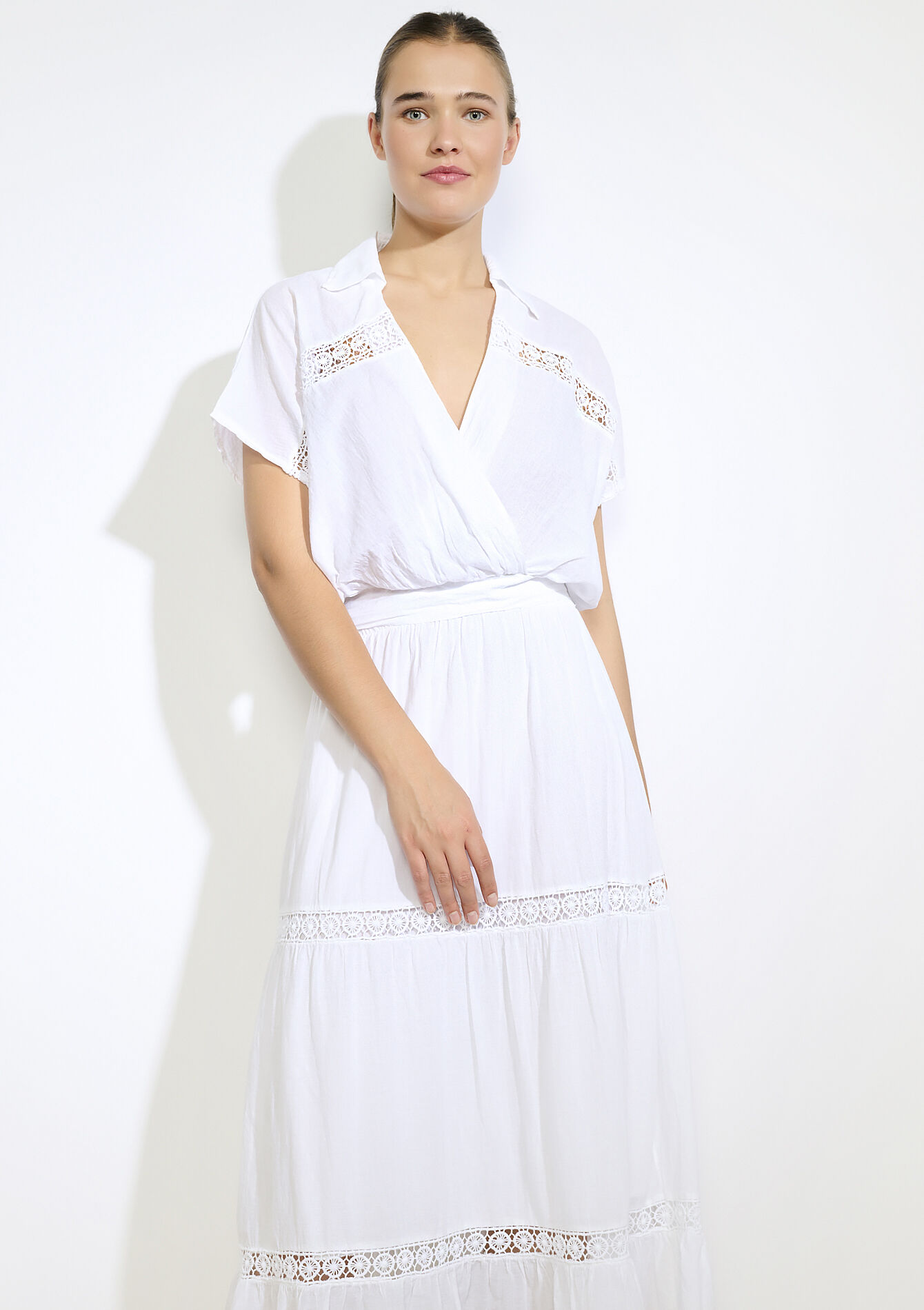 Wikkelblouse met macramé, Wikkelblouse met macramé - OPTICAL WHITE - 05702864_1019