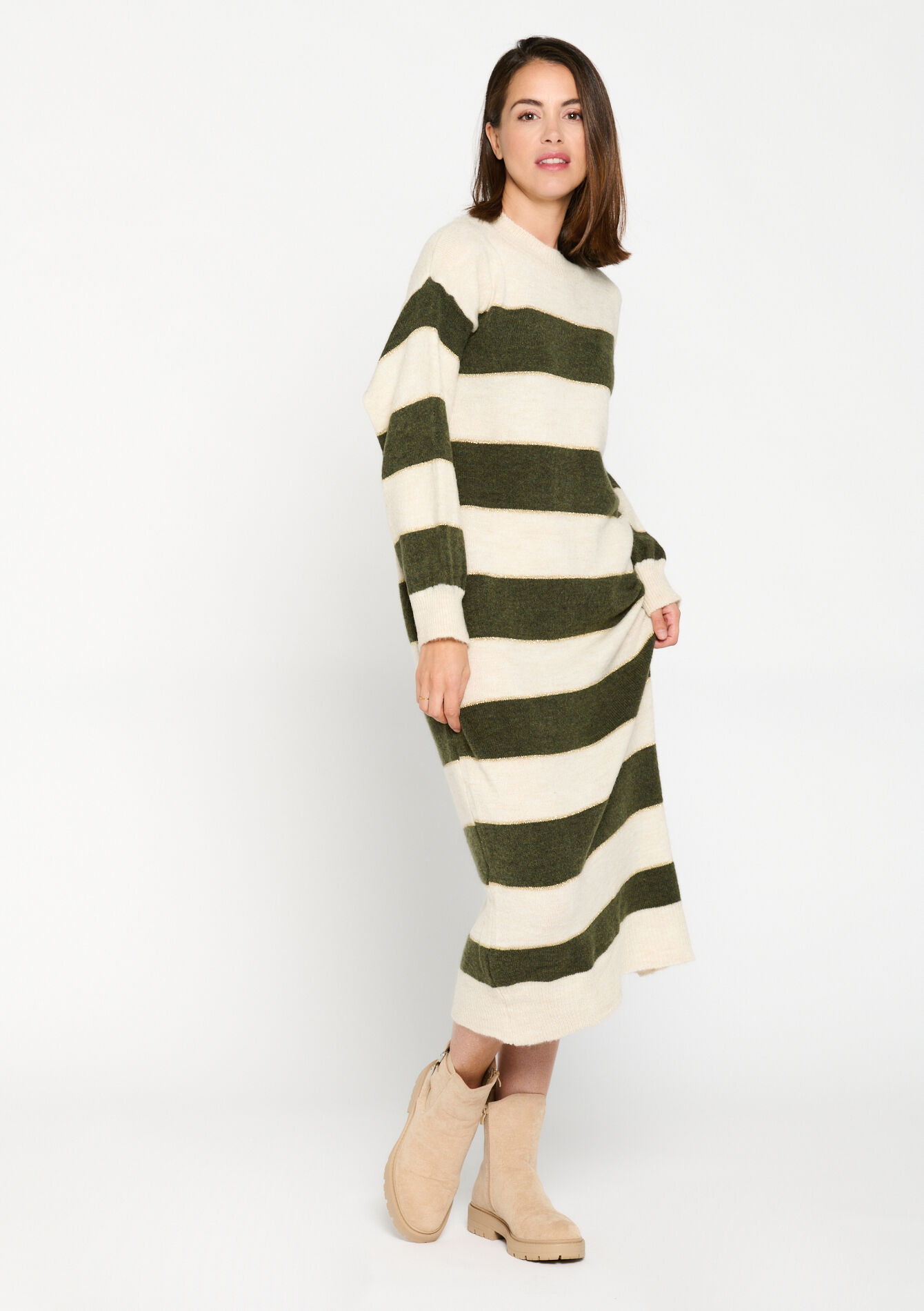 Robe pullover à rayures - KHAKI MED - 08103399_4327