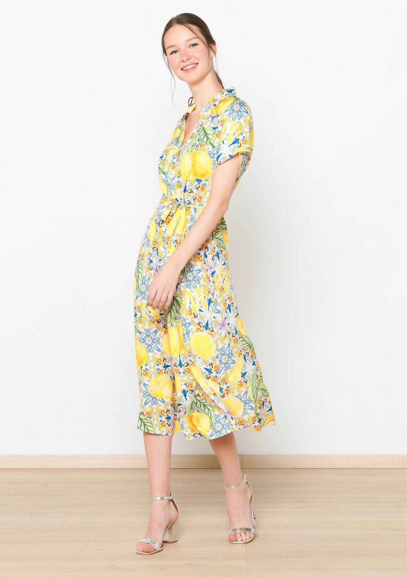 Robe-chemise à imprimé citron, Robe-chemise à imprimé citron - OFFWHITE - 08103798_1001