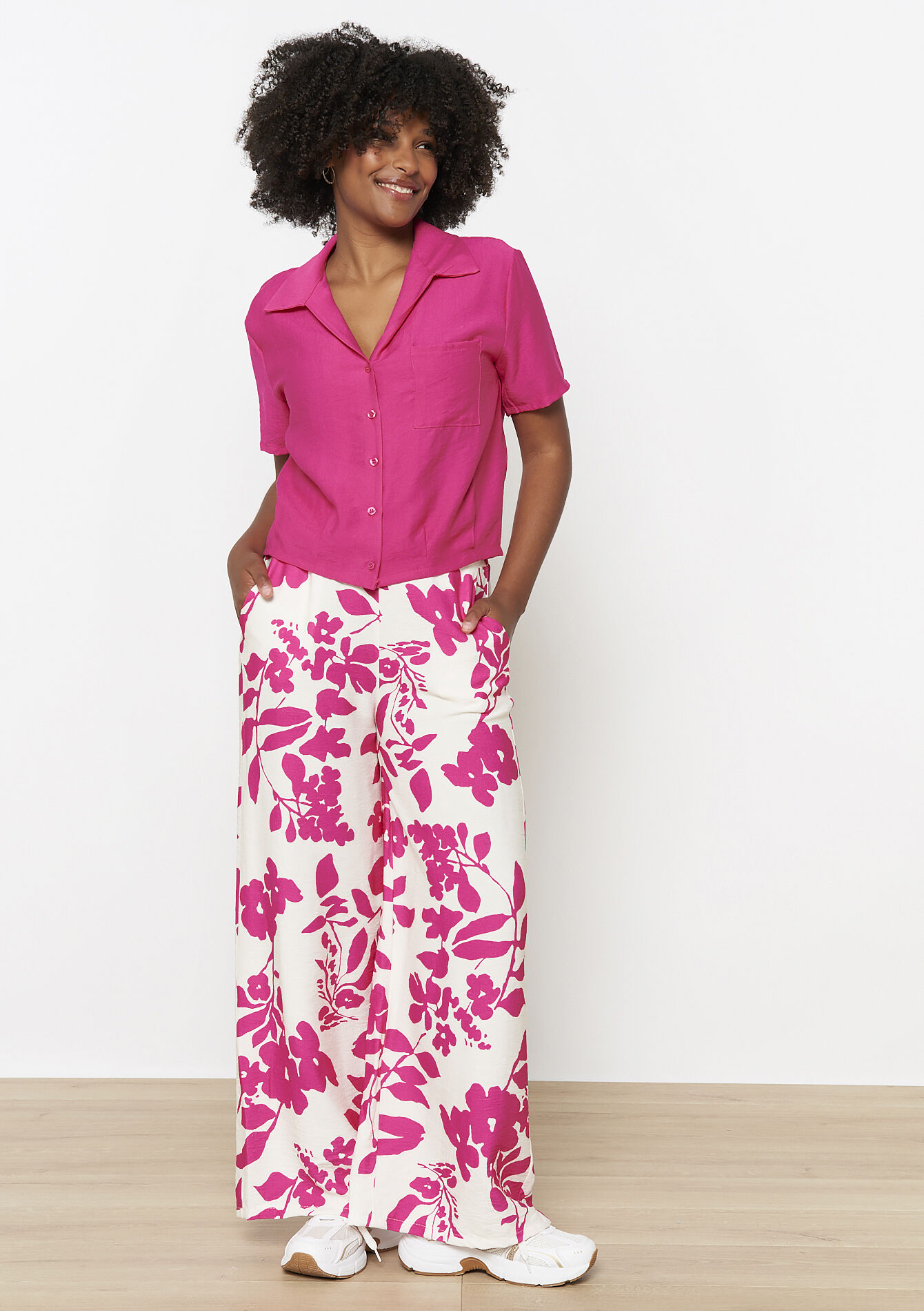 Vloeiende overhemd met knopen, Vloeiende overhemd met knopen - FUCHSIA - 05702801_5626