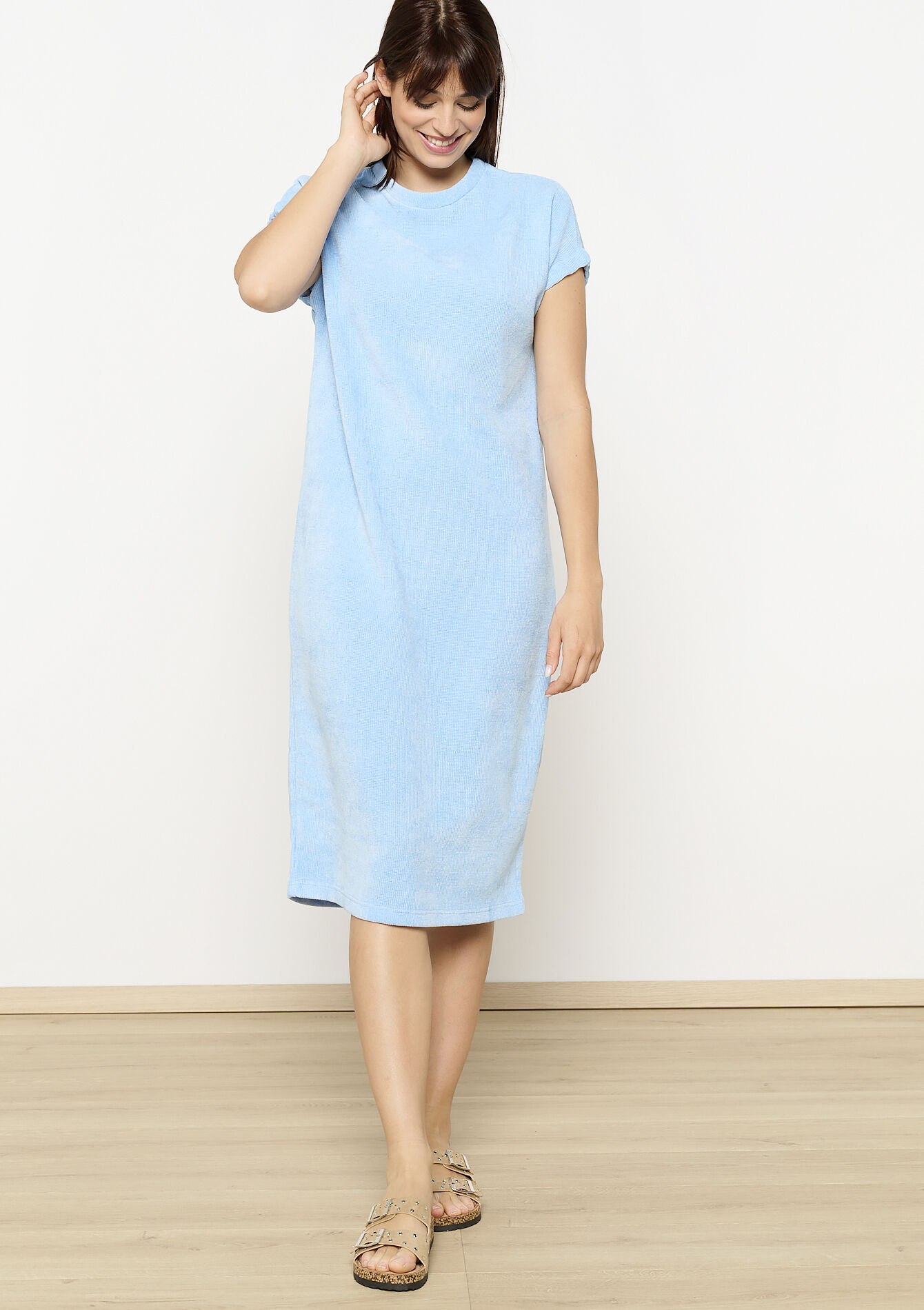 T-shirtjurk in badstof - BLUE PASTEL - 08104100_3003