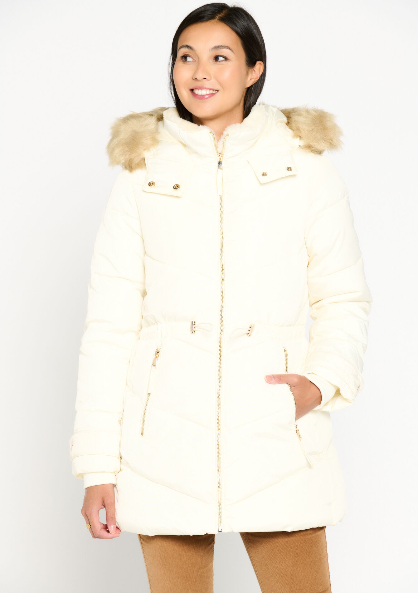 Quilted jacket with hood, Quilted jacket with hood - VANILLA WHITE - 23000588_1013