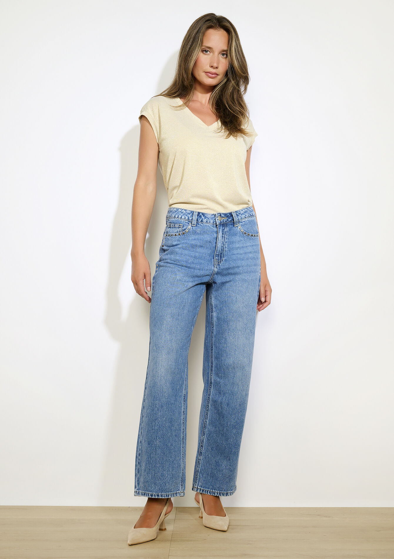 T-shirt à effet scintillant, T-shirt à effet scintillant - CHAMPAGNE SAND - 02301917_4007