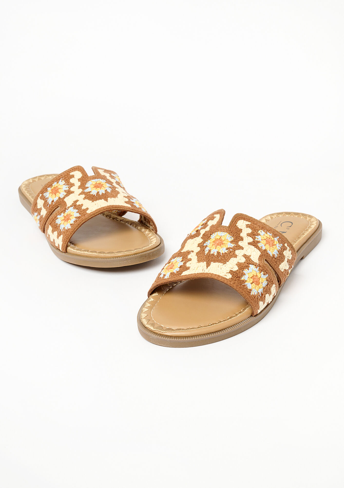 Slippers with crochet - CAMEL CINNAMON - 13000761_3835