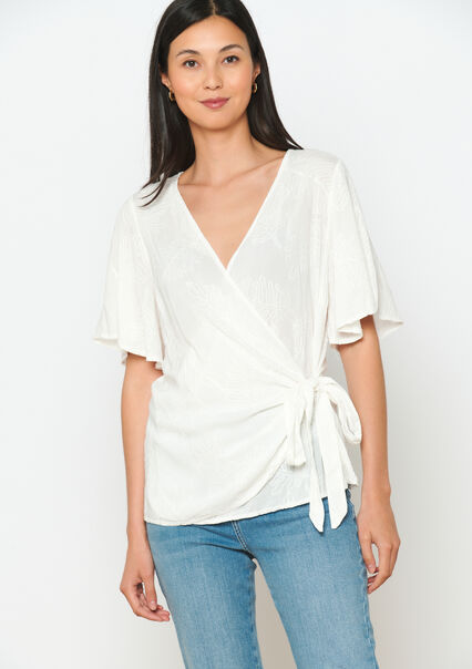 Embroidered wrap top - OFFWHITE - 05702548_1001