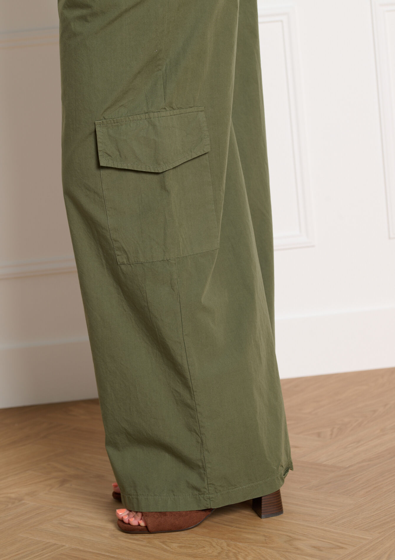 Wijde cargobroek, Wijde cargobroek - KHAKI MED - 06601129_4327