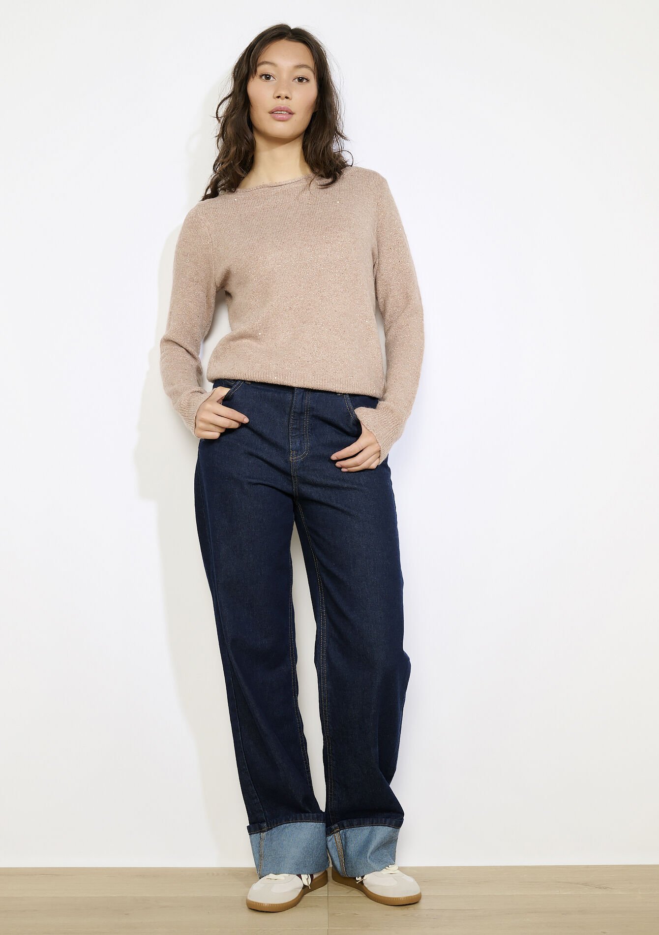 Zachte glittertrui, Zachte glittertrui - LIGHT TAUPE - 04006935_2572