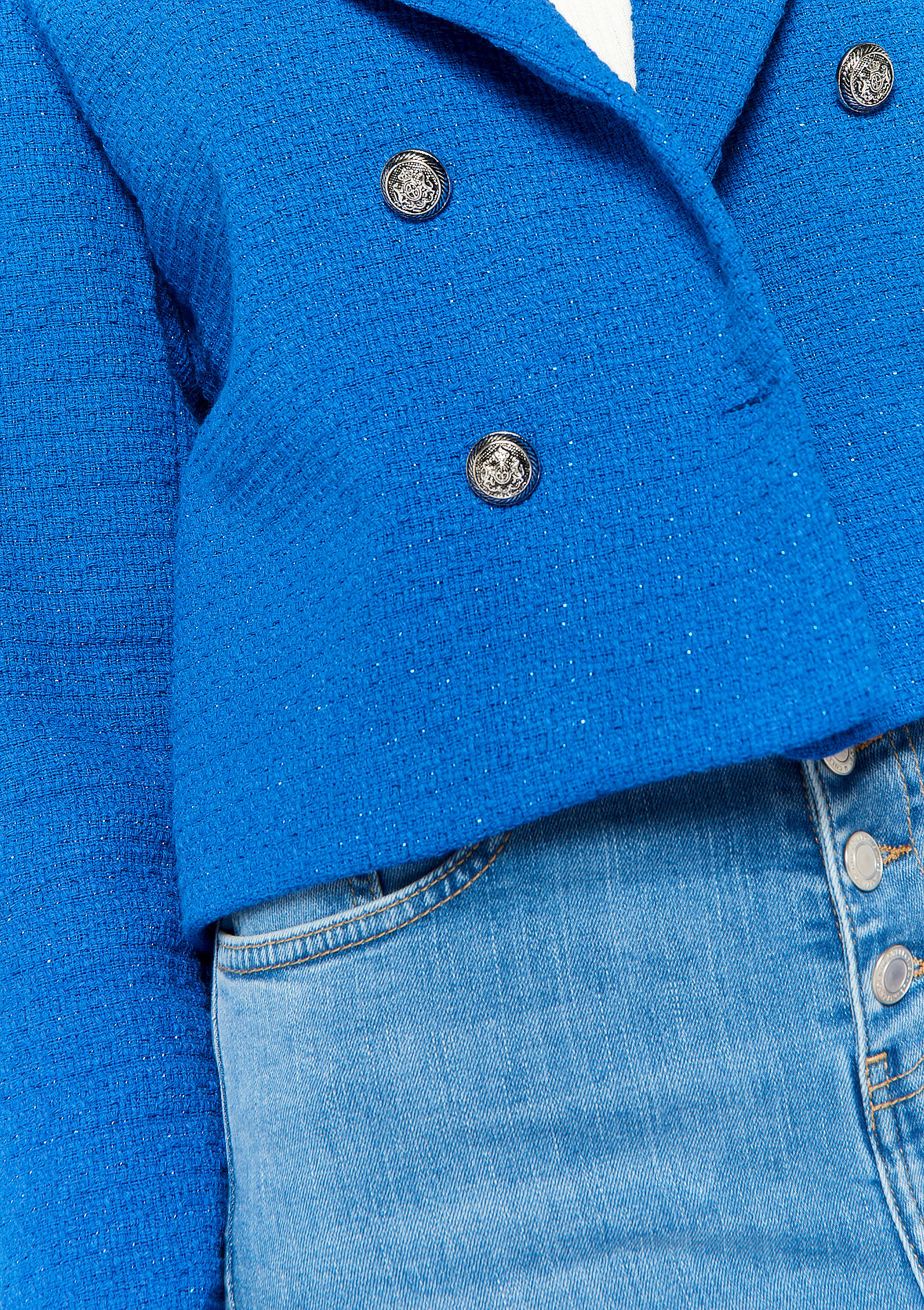 Korte tweed blazer, Korte tweed blazer - ELECTRIC BLUE - 09100825_1619