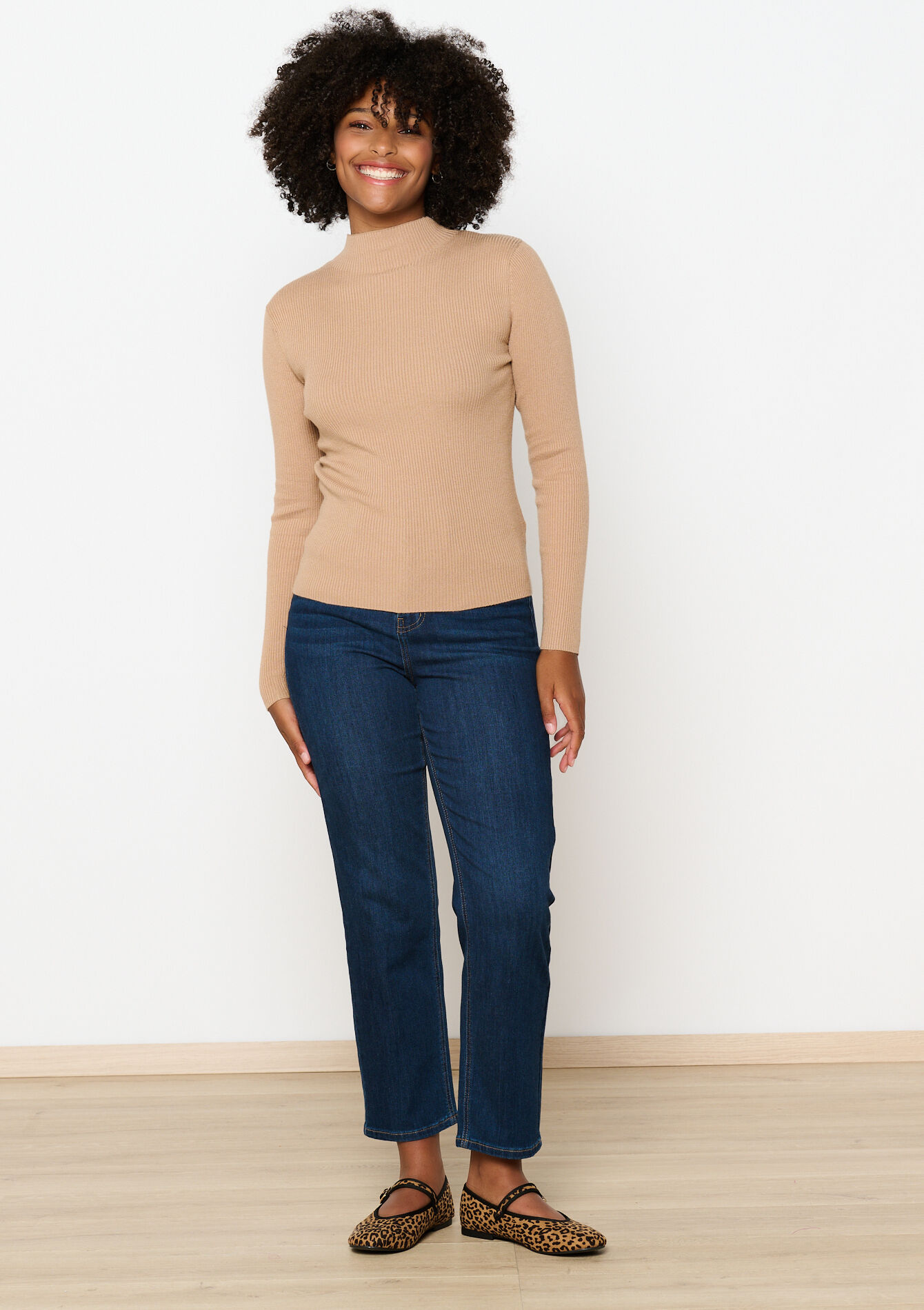 Geribbelde trui met mock neck, Geribbelde trui met mock neck - CAMEL BROWN - 04006510_3818