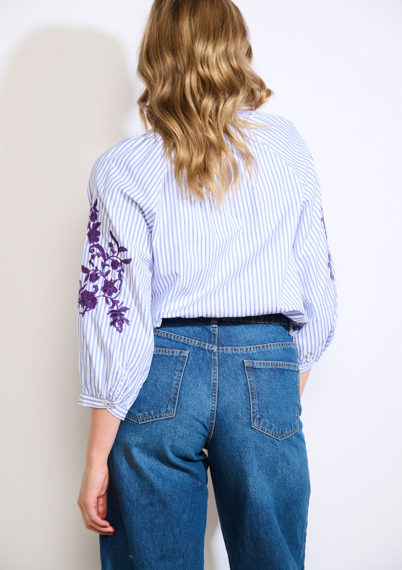 Gestreept hemd met pailletten, Gestreept hemd met pailletten - ELECTRIC BLUE - 05702911_1619