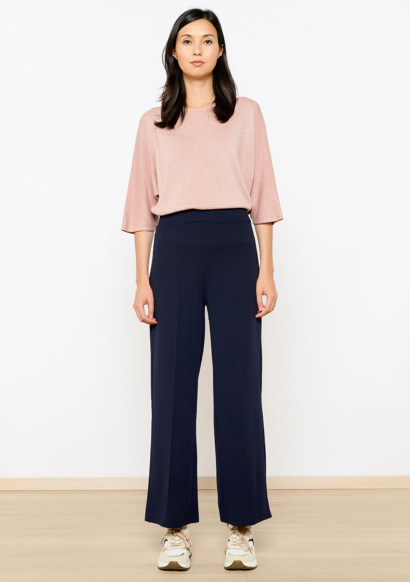 Pantalon fluide taille haute, Pantalon fluide taille haute - NAVY BASIC - 06601029_2723