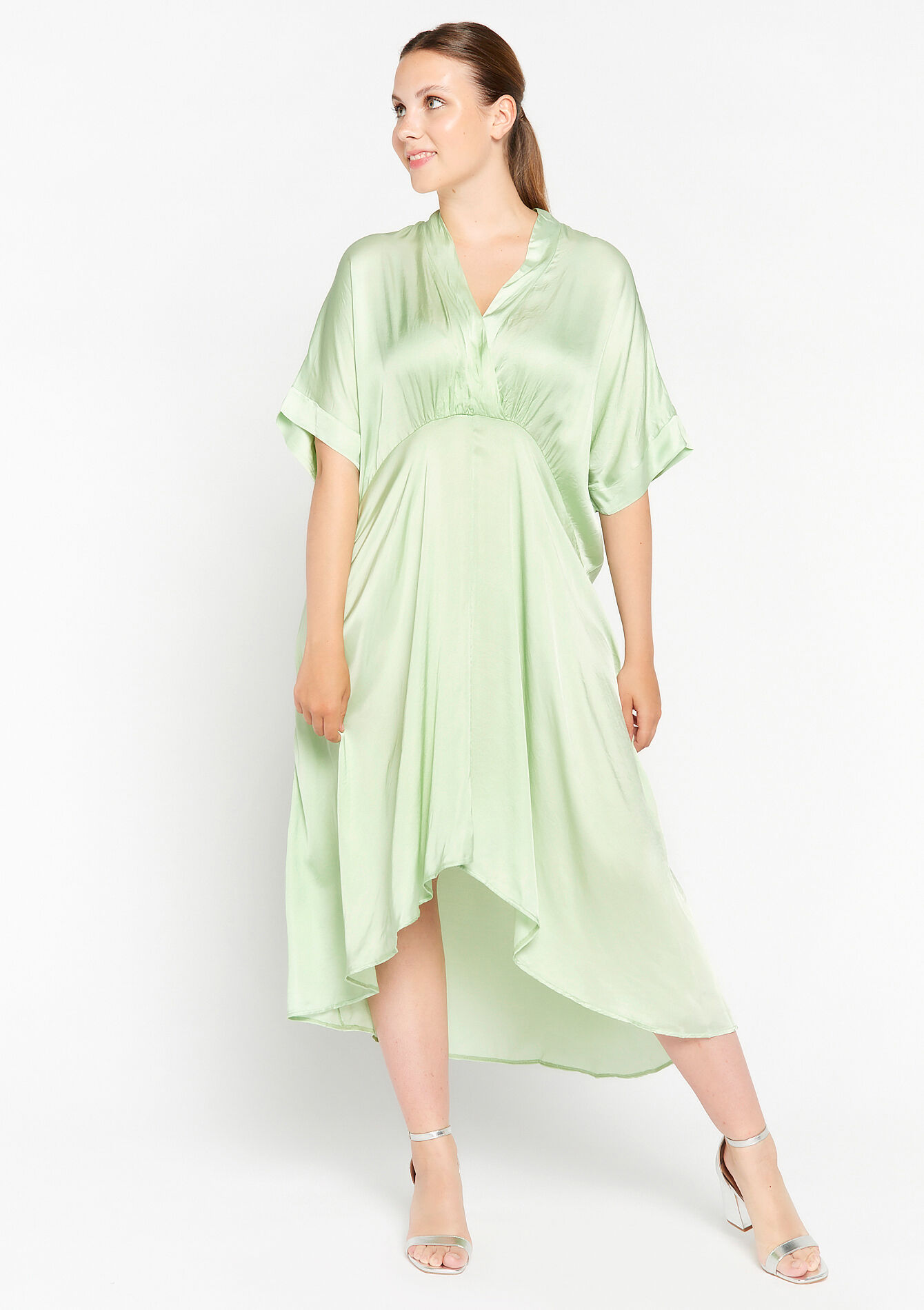 Robe longue en satin, Robe longue en satin - LIGHT GREEN PASTEL - 08602049_1822