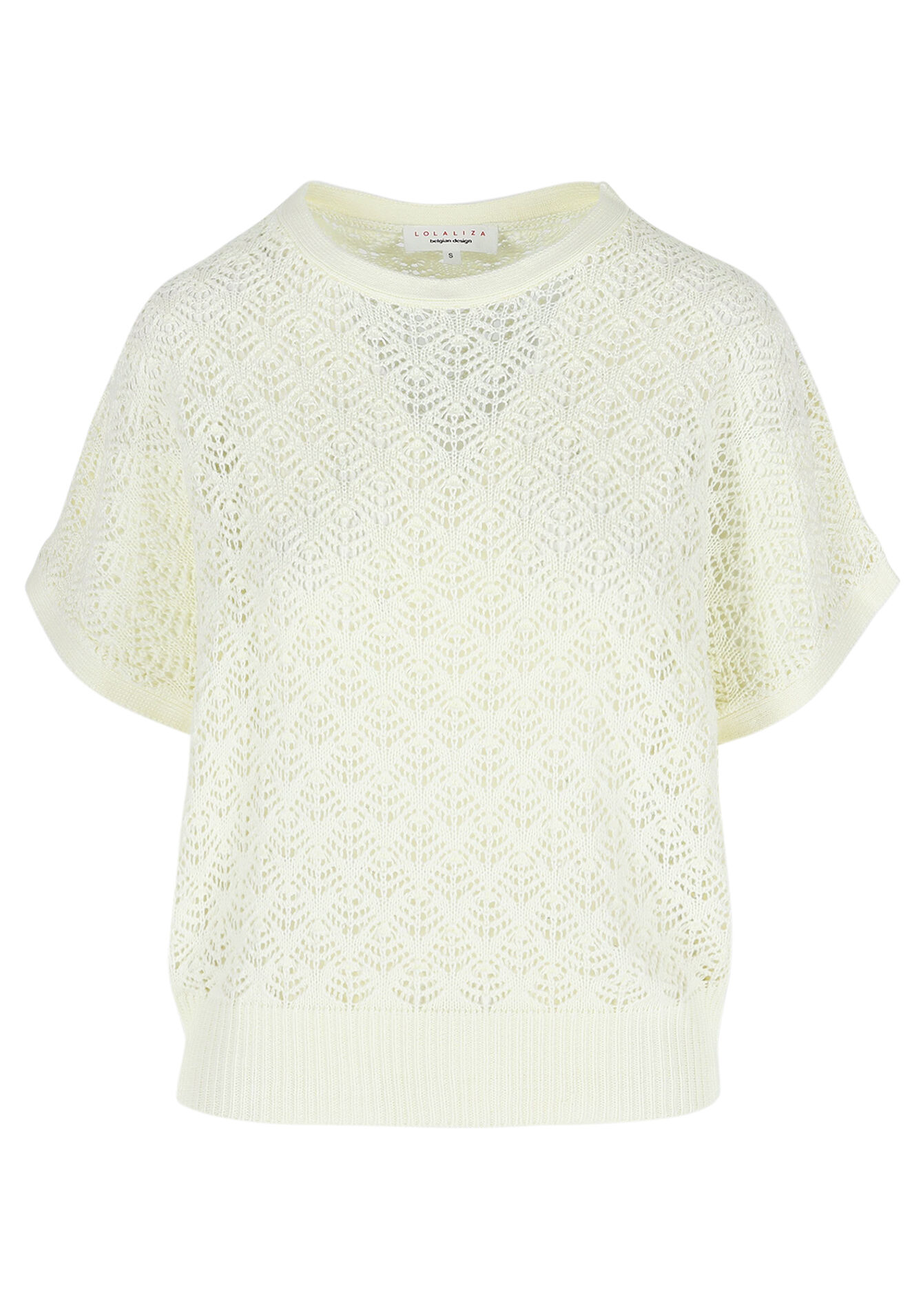 Pull en crochet à manches courtes, Pull en crochet à manches courtes - VANILLA WHITE - 1112070