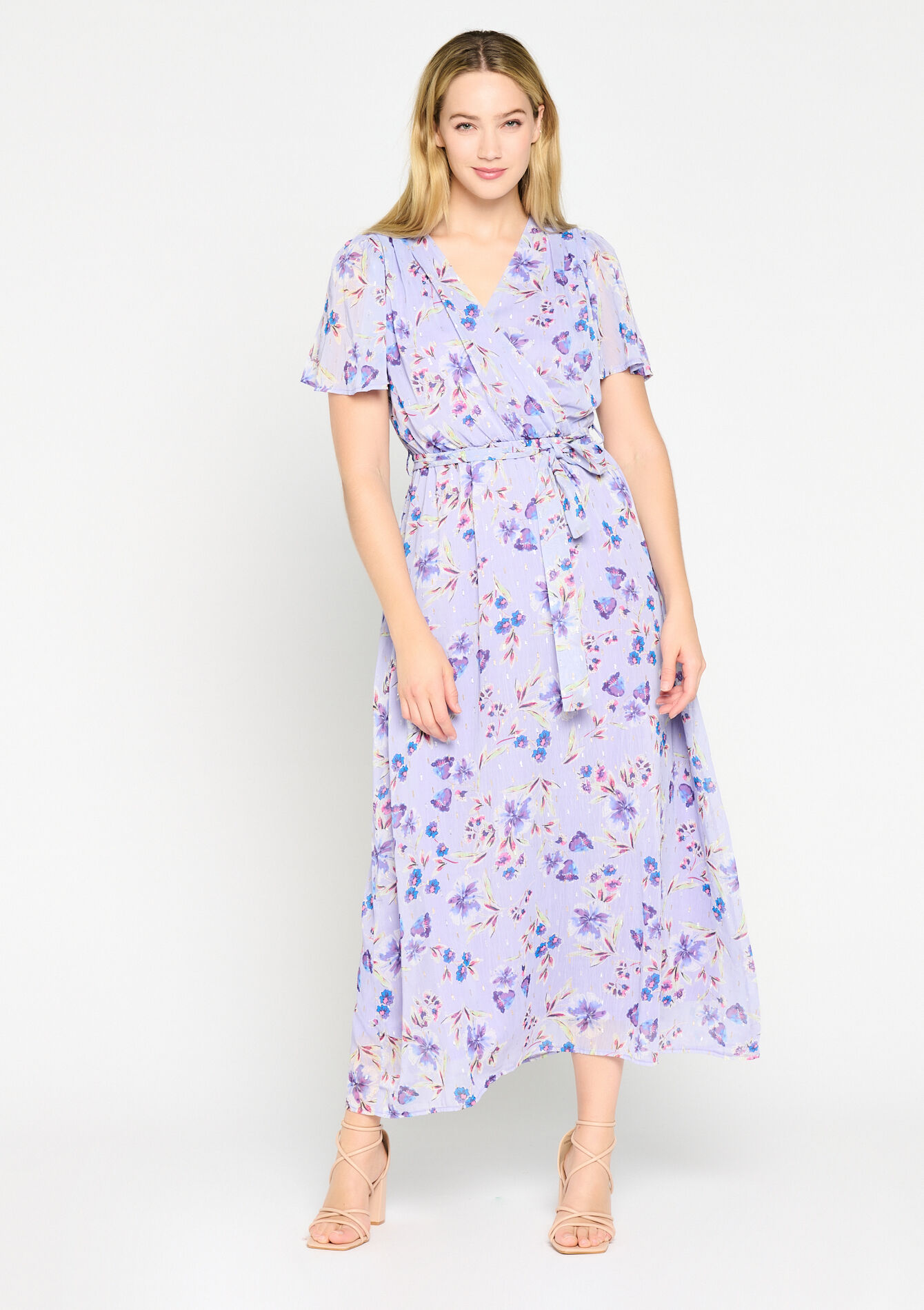 Robe longue à imprimé fleuri, Robe longue à imprimé fleuri - PASTEL LILAC - 08601915_1493