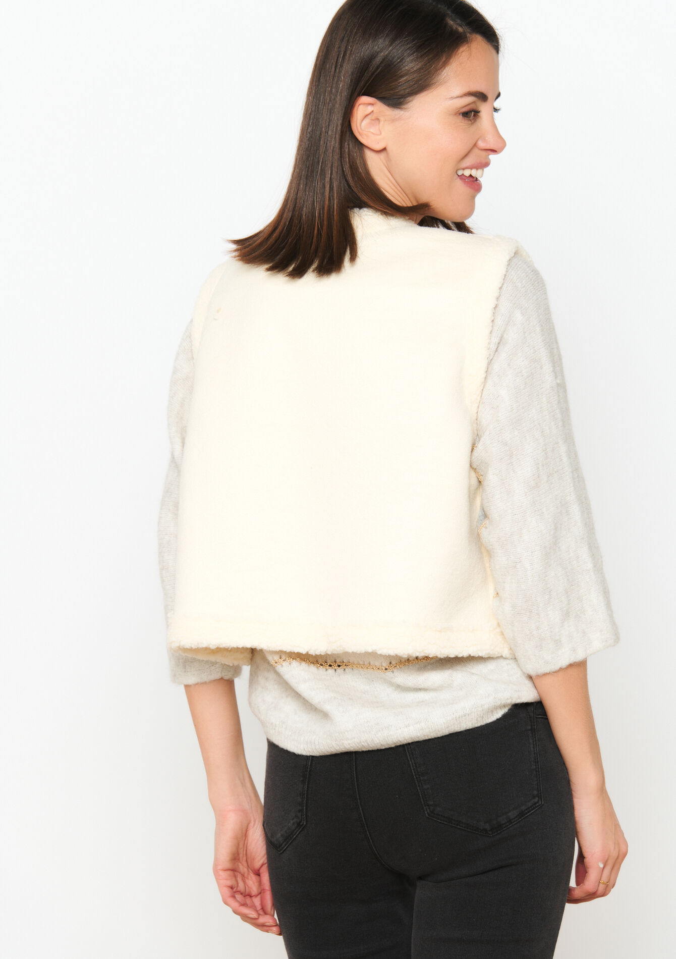 Veston en fausse fourrure - ECRU PEACH - 09100885_2564