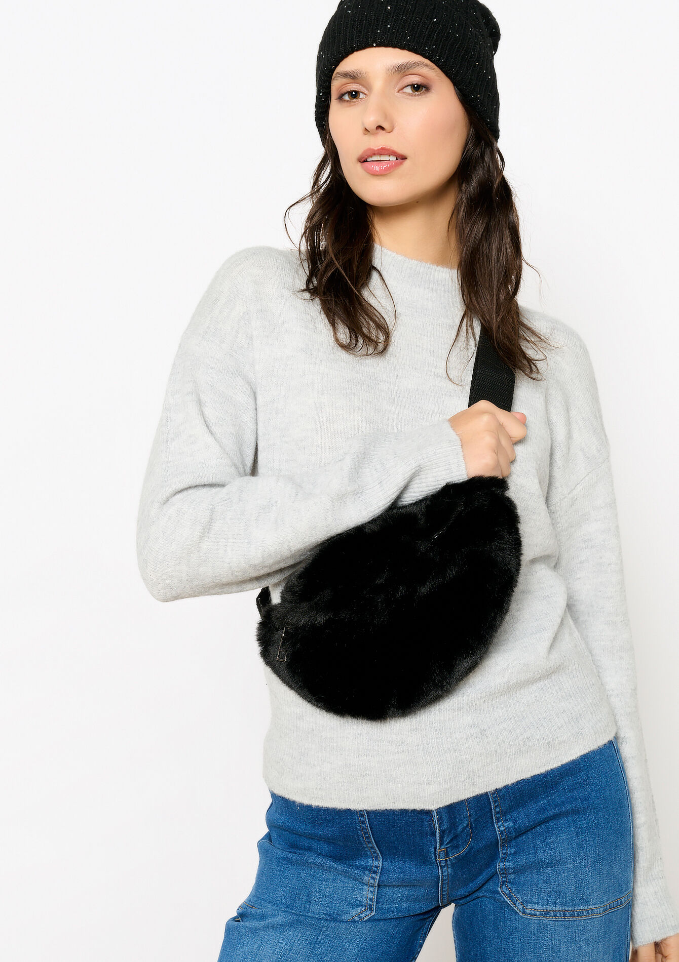 Fluffy crossbody tas, , back