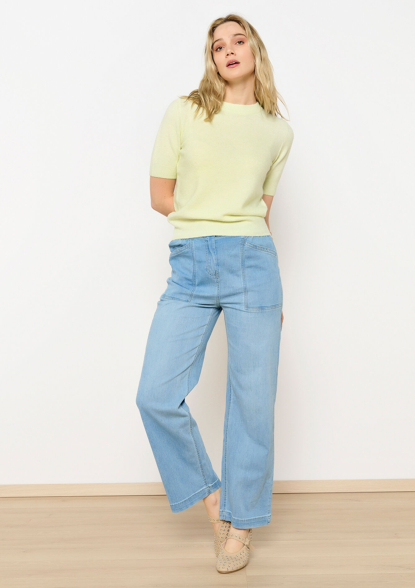 Short sleeve sweater, Short sleeve sweater - LIGHT GREEN PASTEL - 04006694_1822