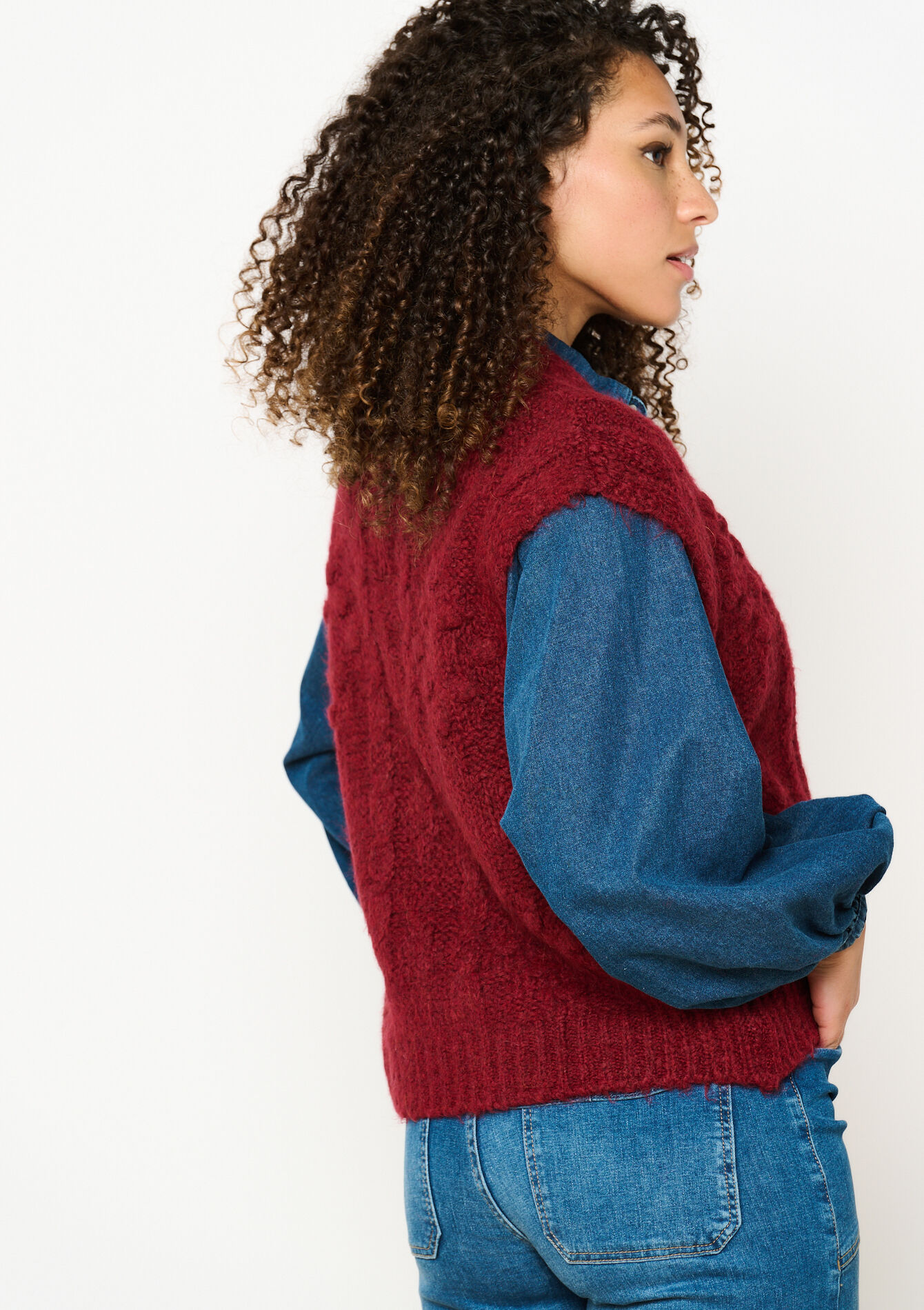 Mouwloze cardigan, Mouwloze cardigan - BORDEAUX WINE - 04101214_5514