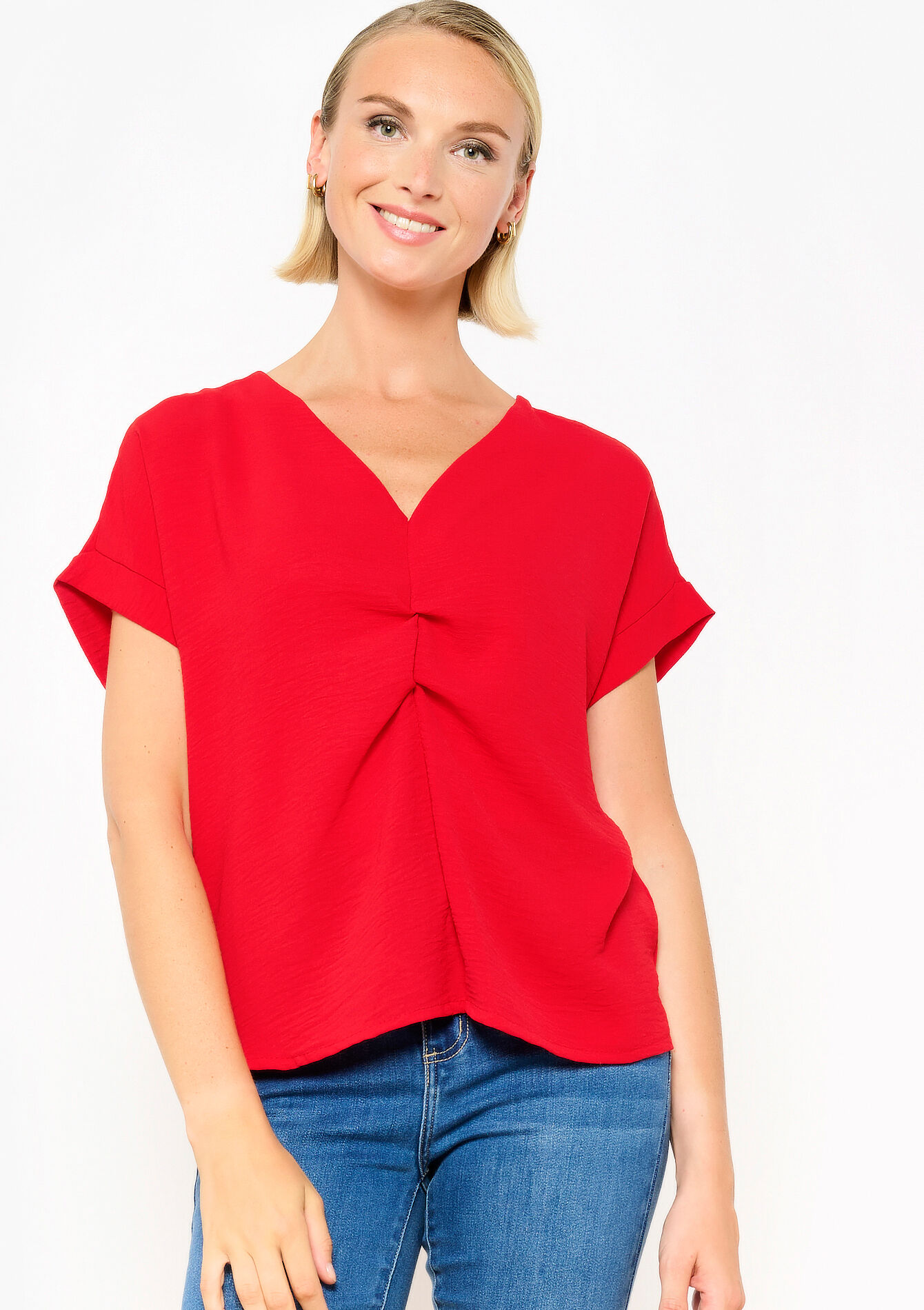 Blouse met V-hals, Blouse met V-hals - RED LOLLIPOP - 05702624_5301