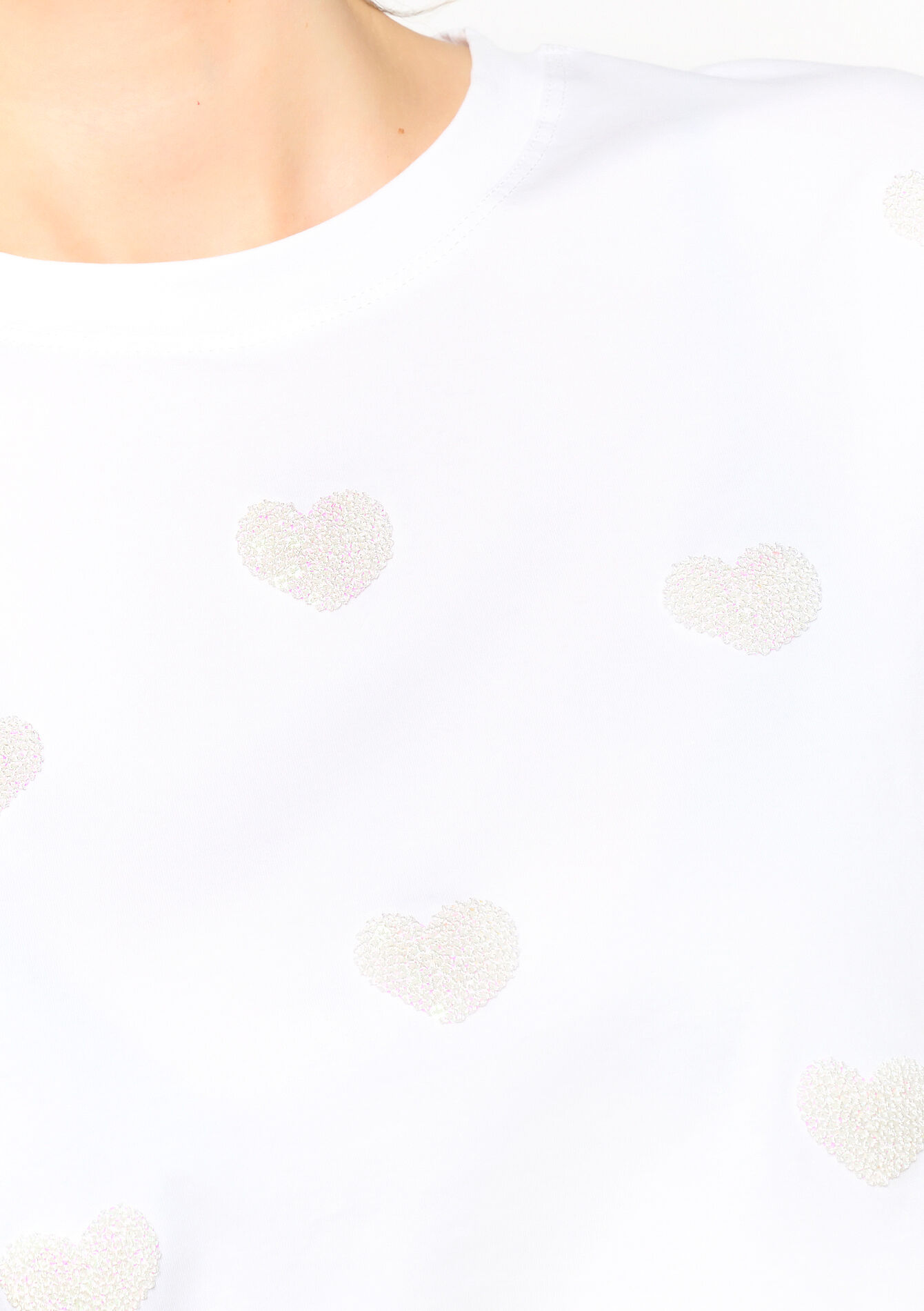 T-shirt with hearts, T-shirt with hearts - OFFWHITE - 02301577_1001