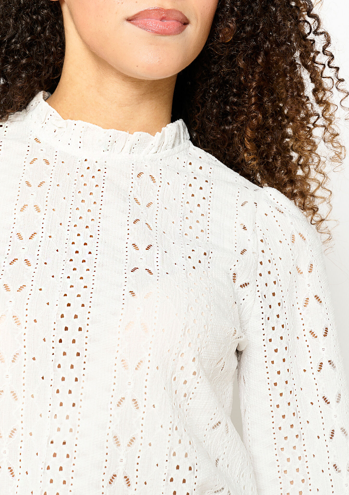 T-shirt with broderie anglaise, T-shirt with broderie anglaise - OPTICAL WHITE - 02400327_1019