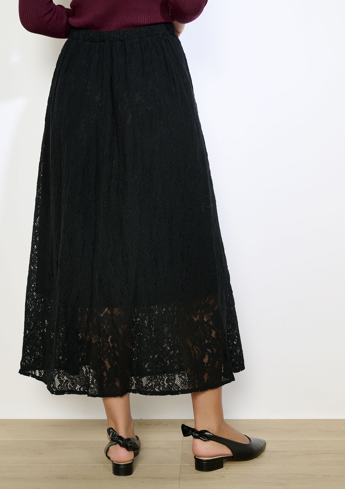 Kanten midi-rok, Kanten midi-rok - BLACK - 07101413_1119