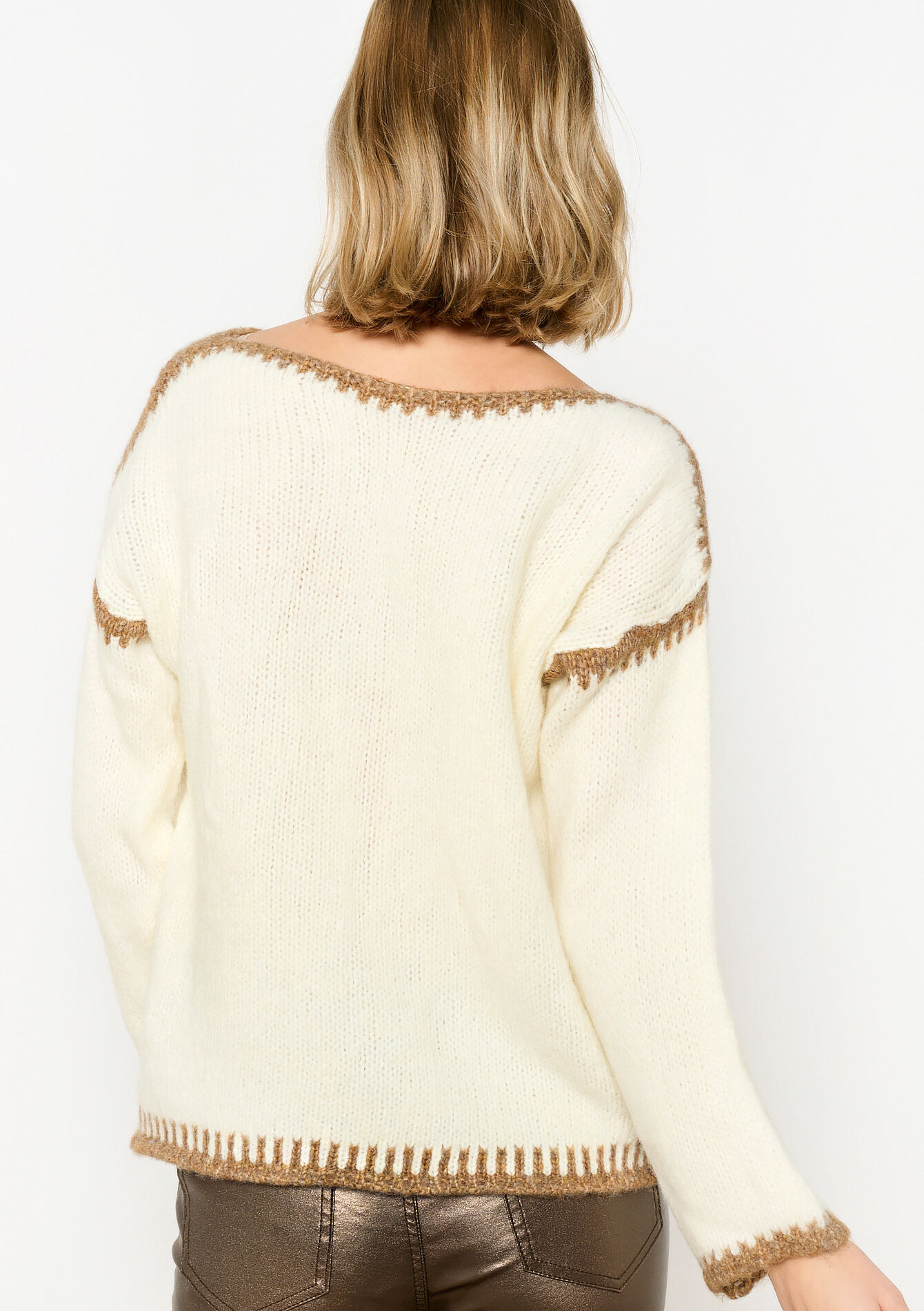 Trui met contrasterende naden, Trui met contrasterende naden - VANILLA WHITE - 04006755_1013