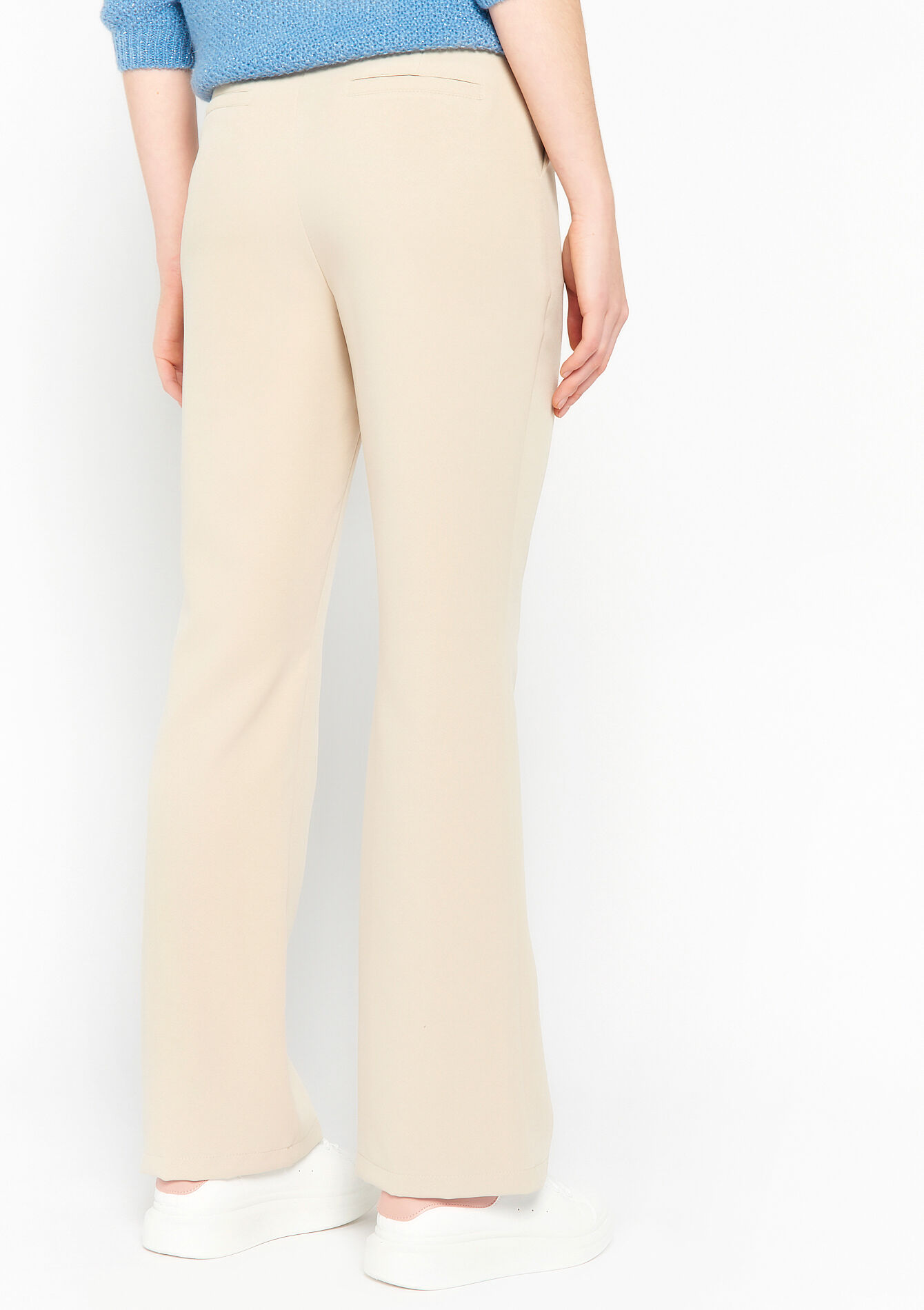 Flared broek in keperstof, Flared broek in keperstof - LT BEIGE - 06100498_2527