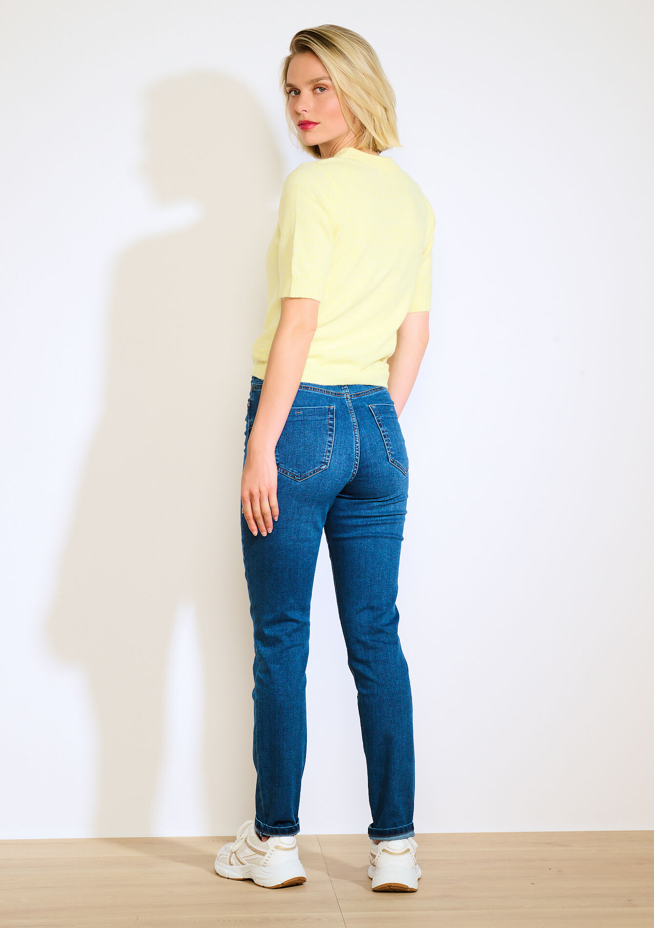 Slim jeans met hoge taille - MEDIUM BLUE - 22000588_0500