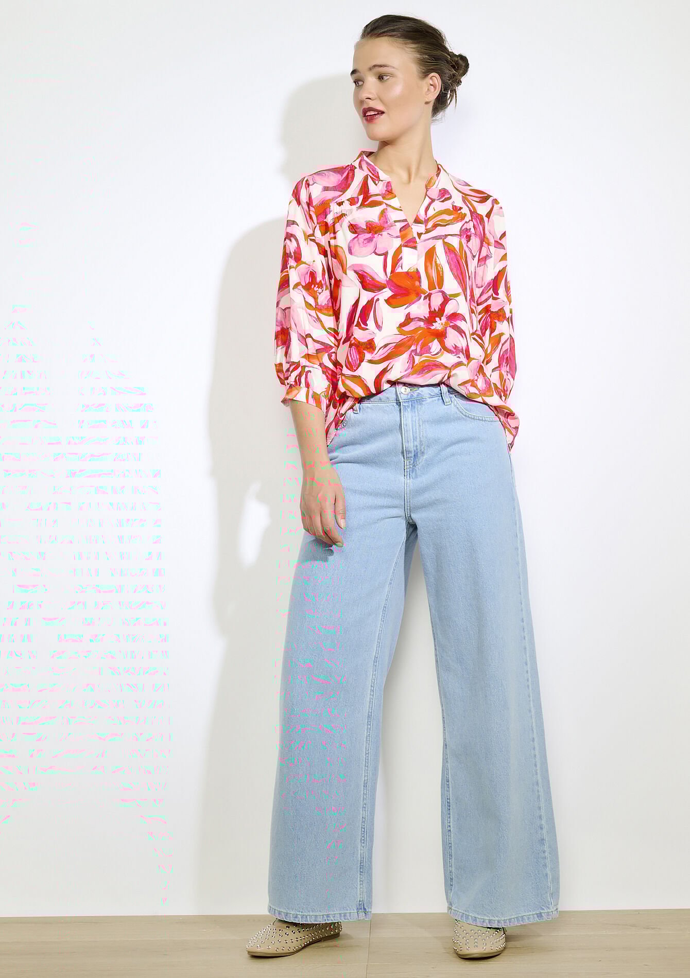 Luchtige printblouse - FUCHSIA - 05702908_5626