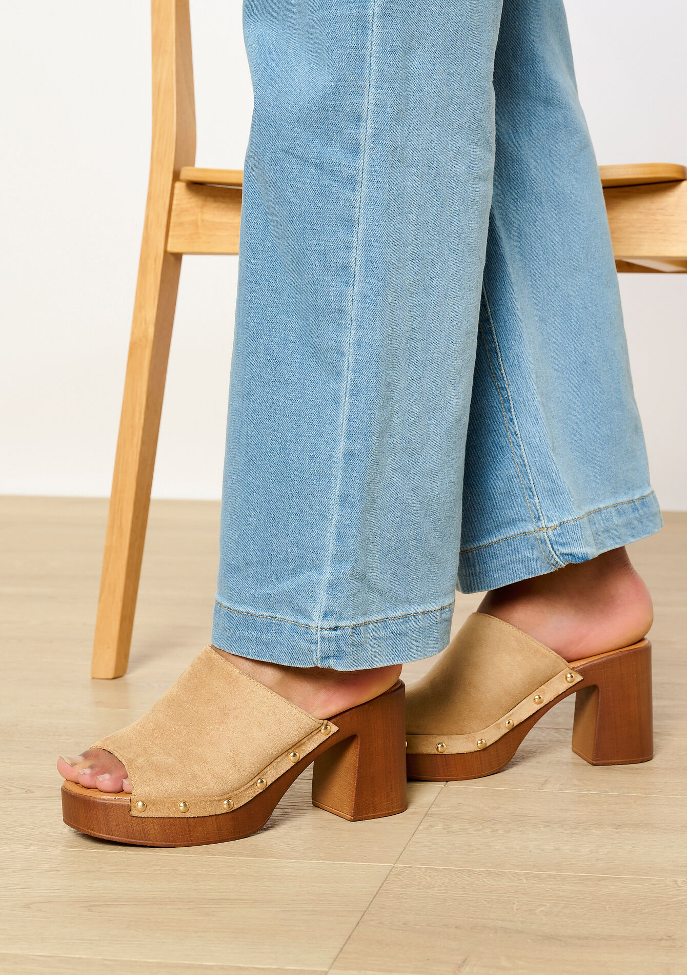 Platform suede mules, Platform suede mules - LIGHT CAMEL - 13000854_3814