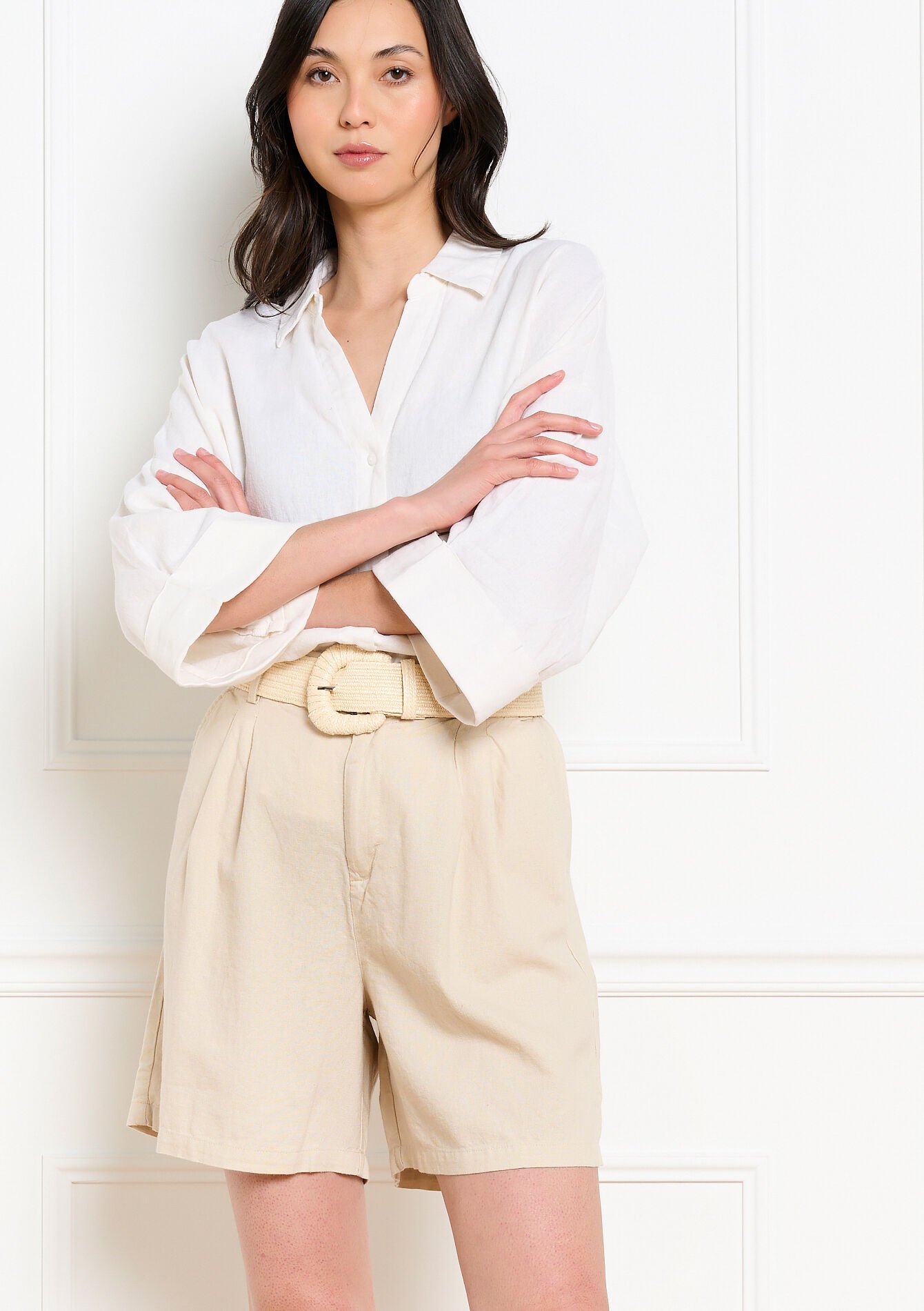 Short fluide ceinturé, Short fluide ceinturé - LT BEIGE - 06100754_2527