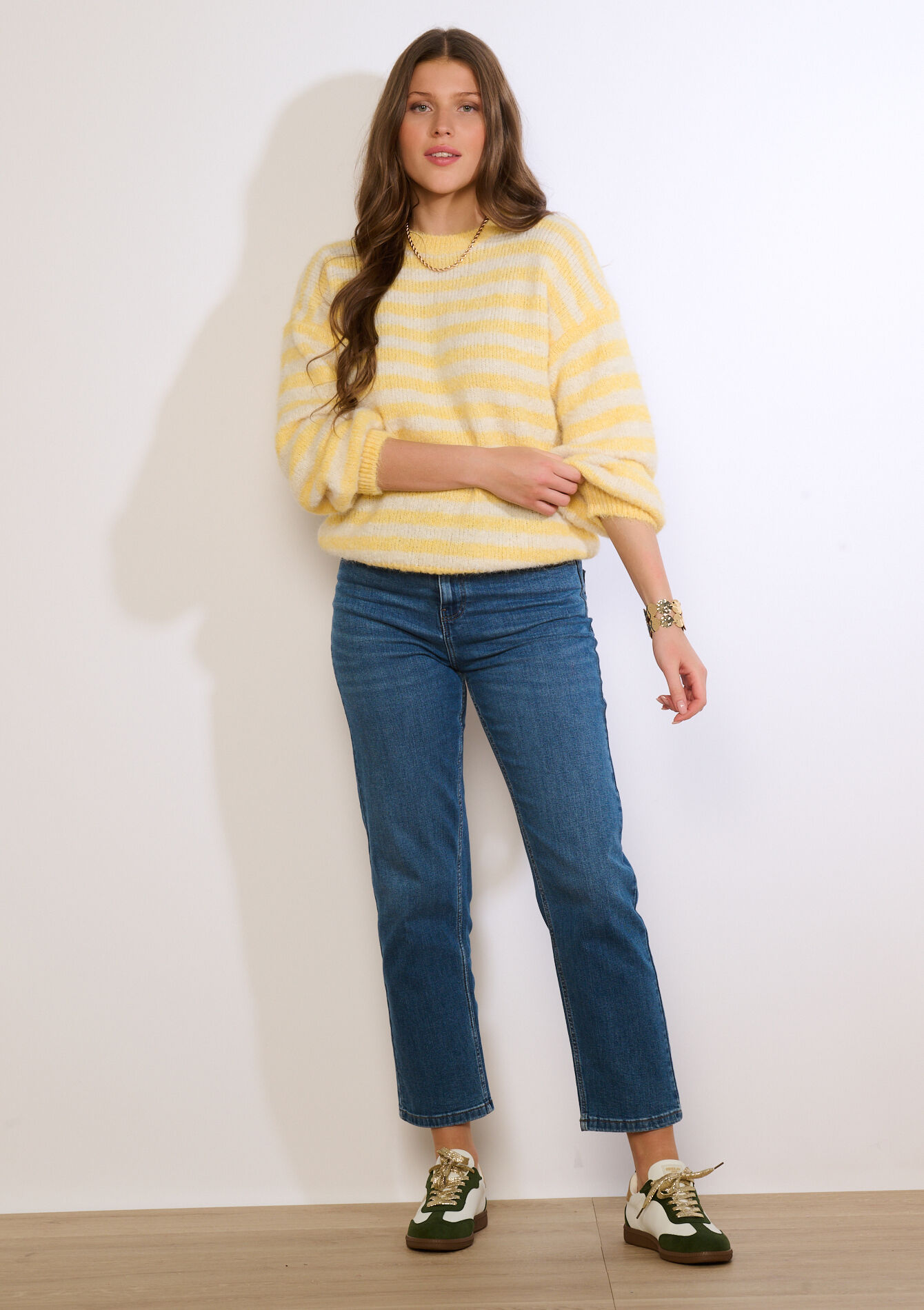 Gestreepte zachte trui - YELLOW PASTEL - 04007198_5004