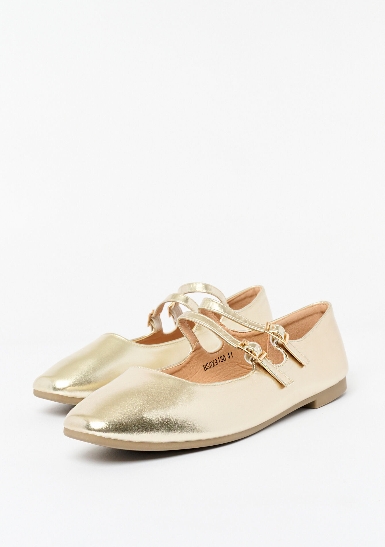 Gelakte ballerina's met riempjes - GOLD - 13100298_1058