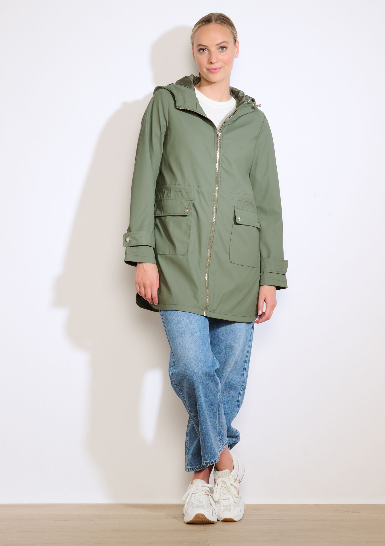 Halflange regenjas met kap, Halflange regenjas met kap - KHAKI DARKY - 23000785_4208