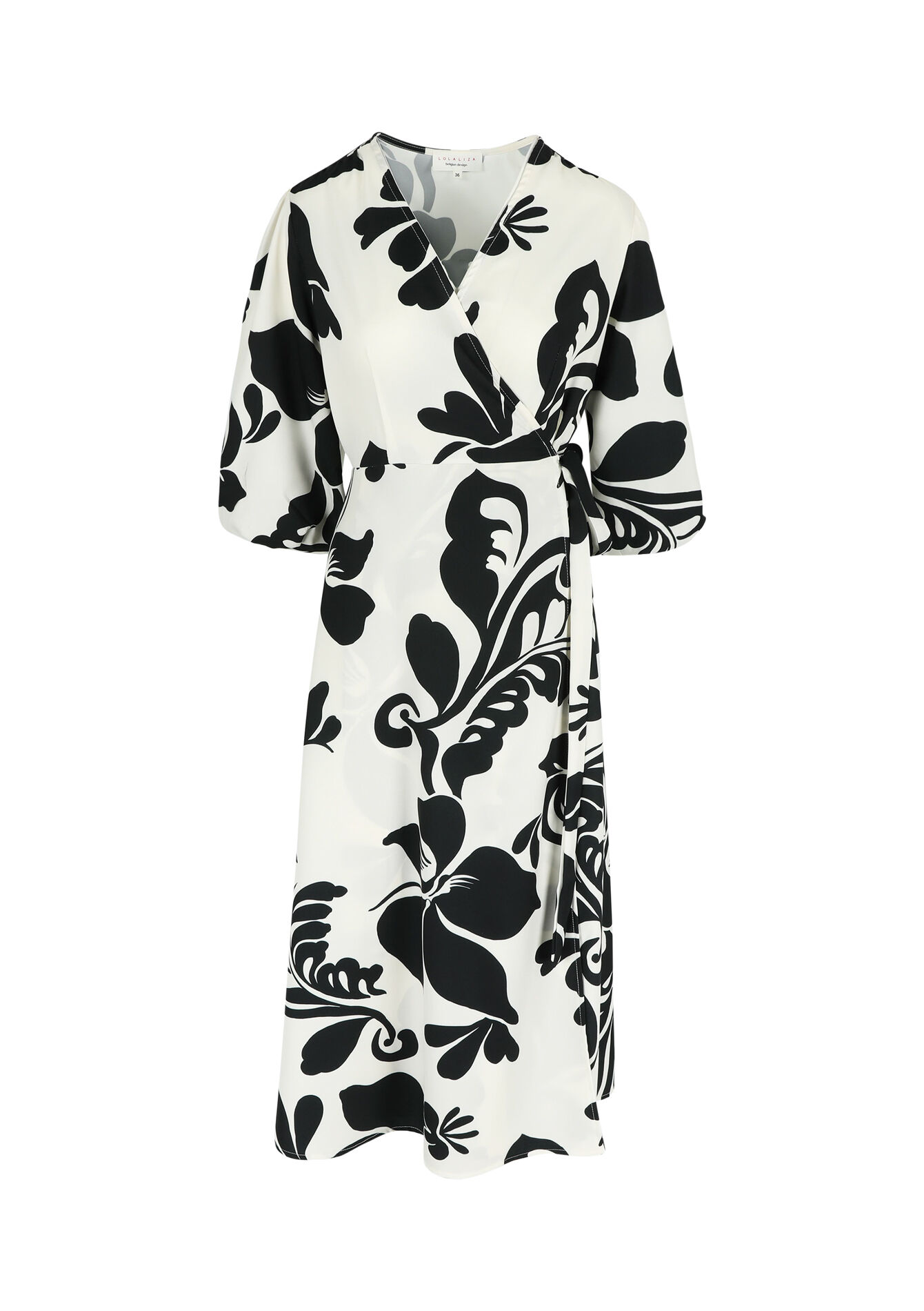 Maxi wikkeljurk met bloemenprint - OFFWHITE - 08602288_1001