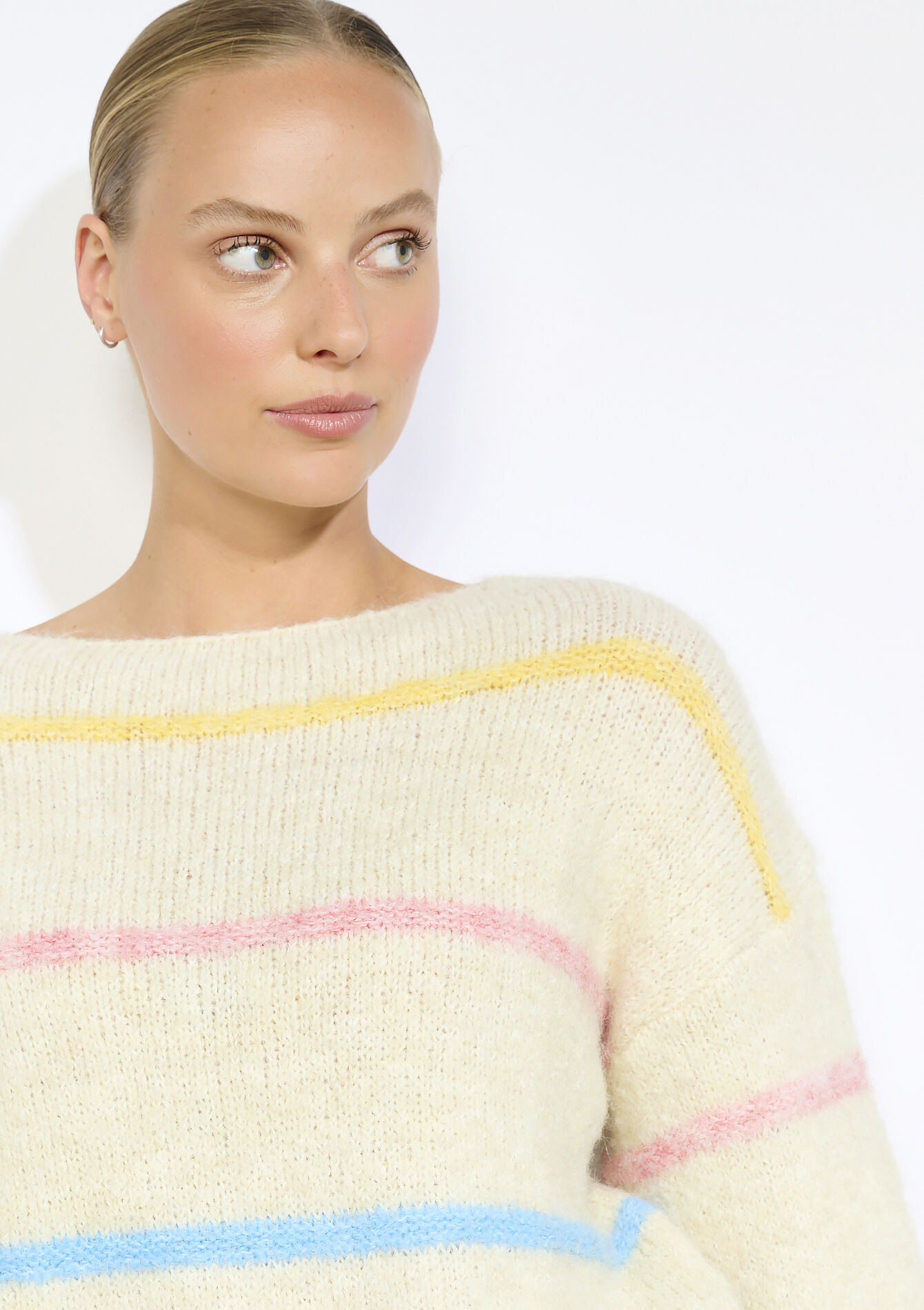 Pull à rayures tricolores, Pull à rayures tricolores - LT BEIGE - 04007041