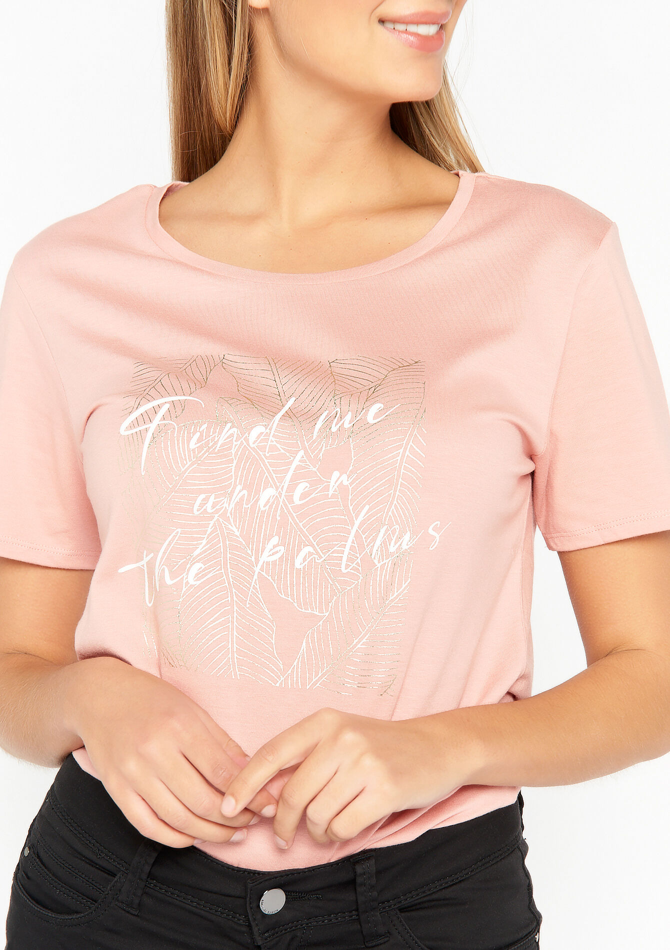 T-shirt with artwork - NUDE PINK - 02301313_1301