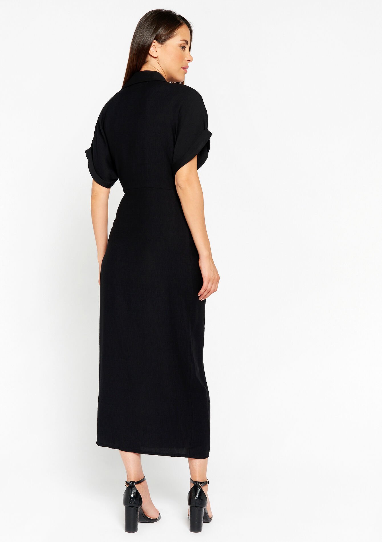 Wikkeljurk in kreukstof - BLACK - 08602150_1119