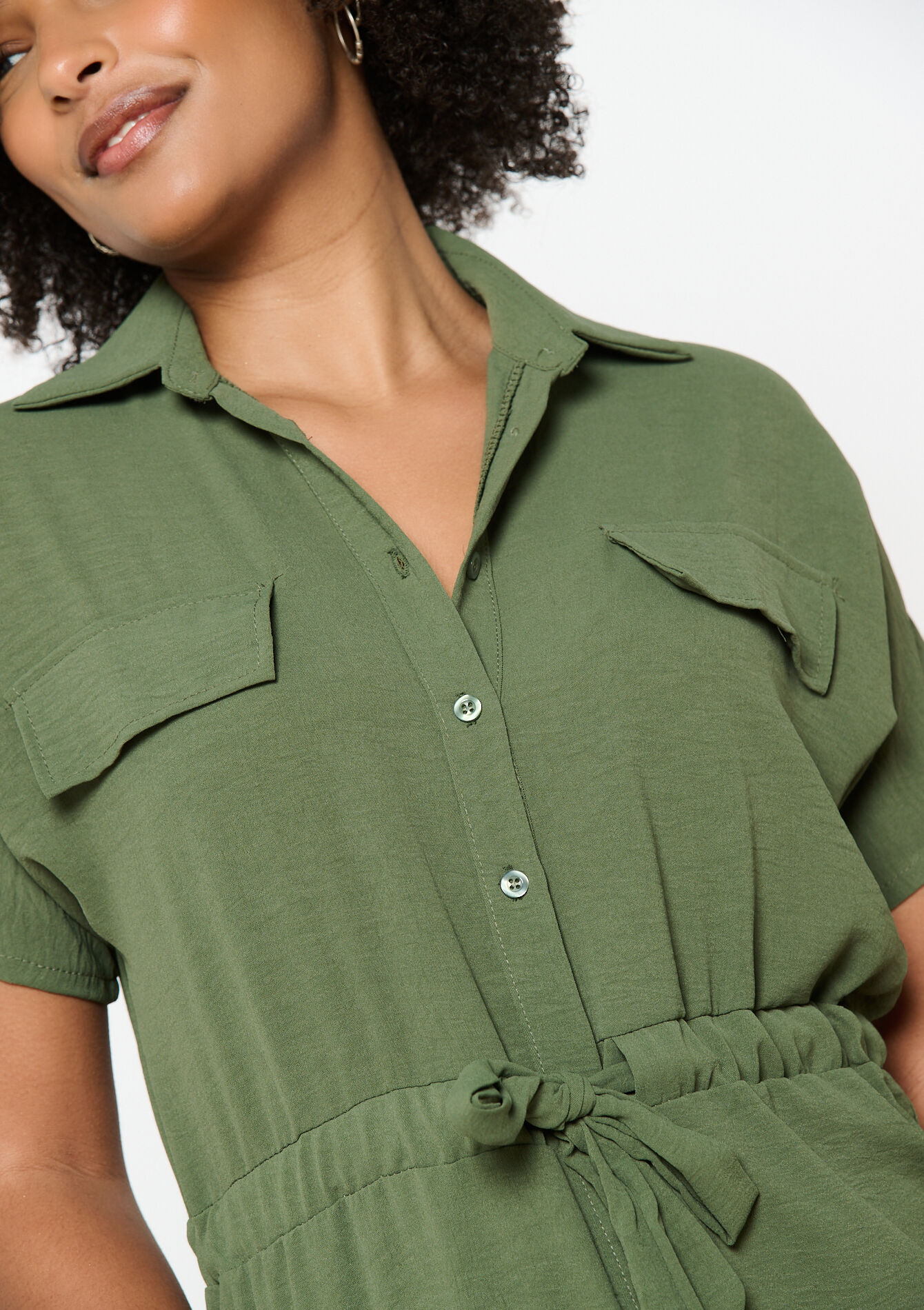 Midi shirt dress, Midi shirt dress - KHAKI MED - 08104038_4327