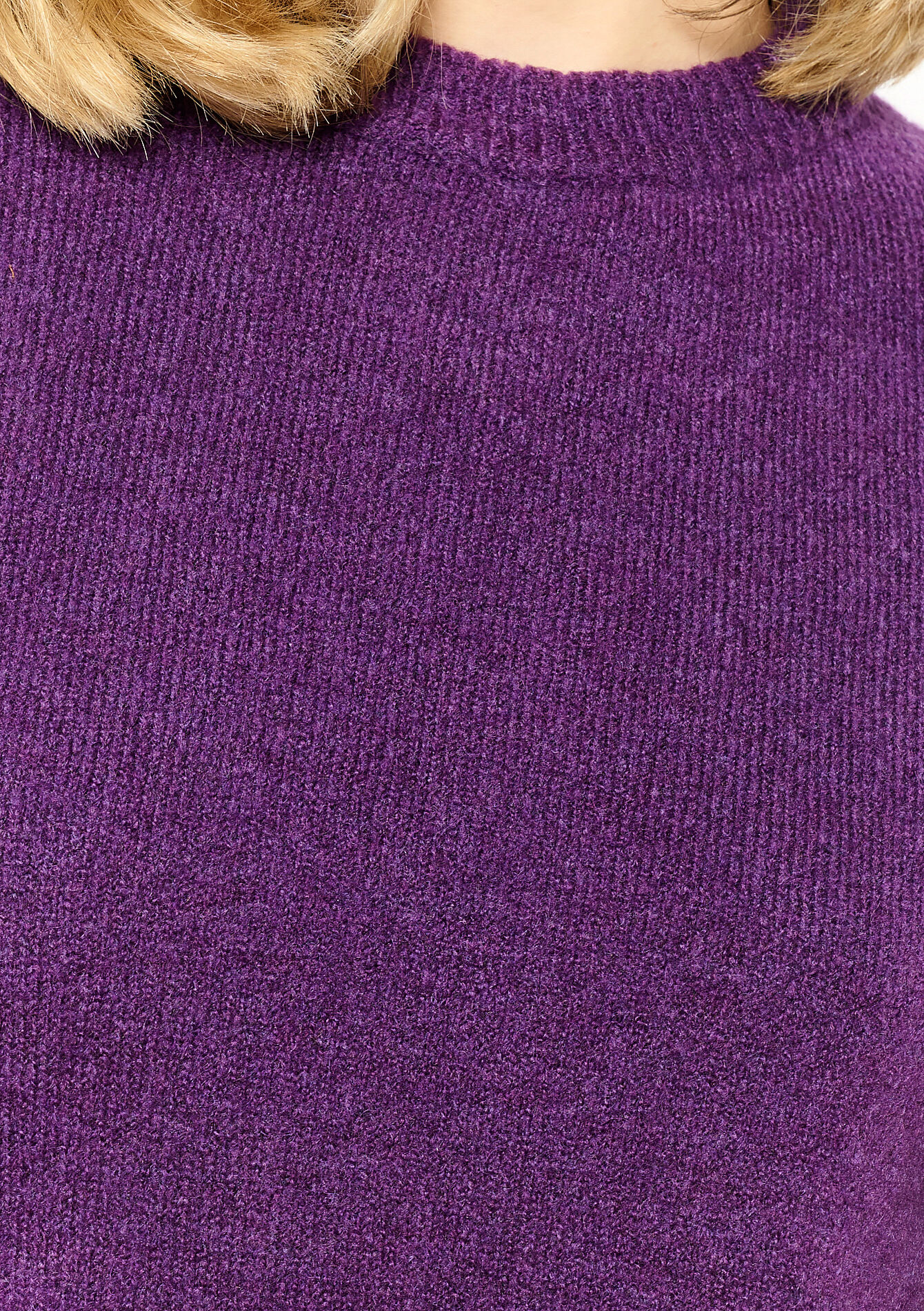 Pullover uni à col rond - PURPLE - 04006401_5902
