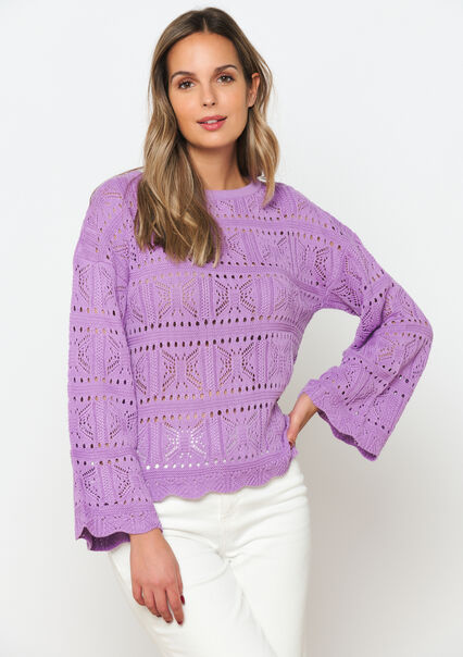 Macramé-style pullover - LILAC BRIGHT - 04006298_2578