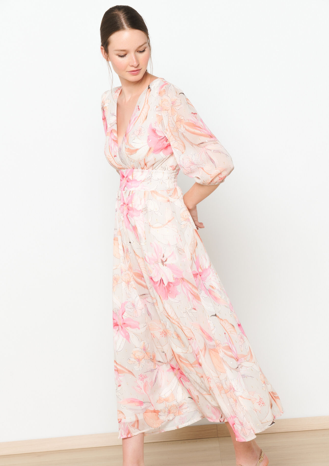 Maxi-jurk met bloemenprint, Maxi-jurk met bloemenprint, , back