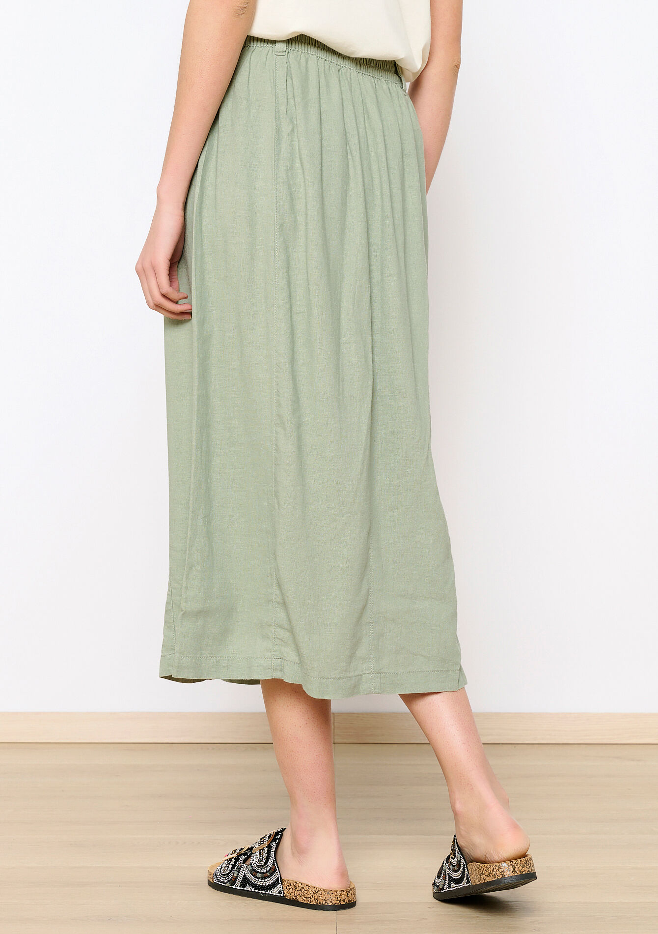 Linnen maxirok, Linnen maxirok - KHAKI FADED - 07101185_4326