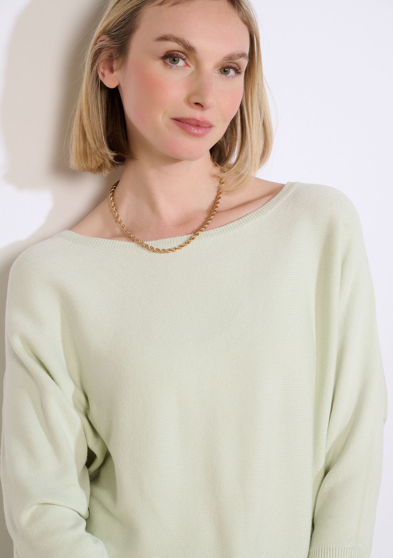 Losse trui met boothals - MINT GREEN - 04007018_1723