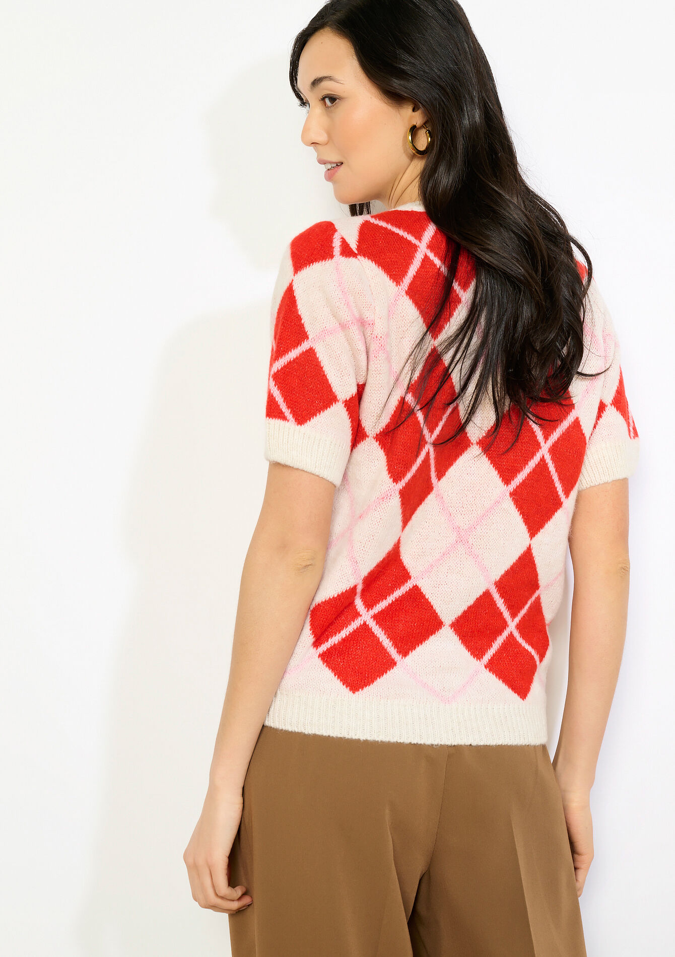 Pull à losanges doux - RED PAPRIKA - 04007200_1293