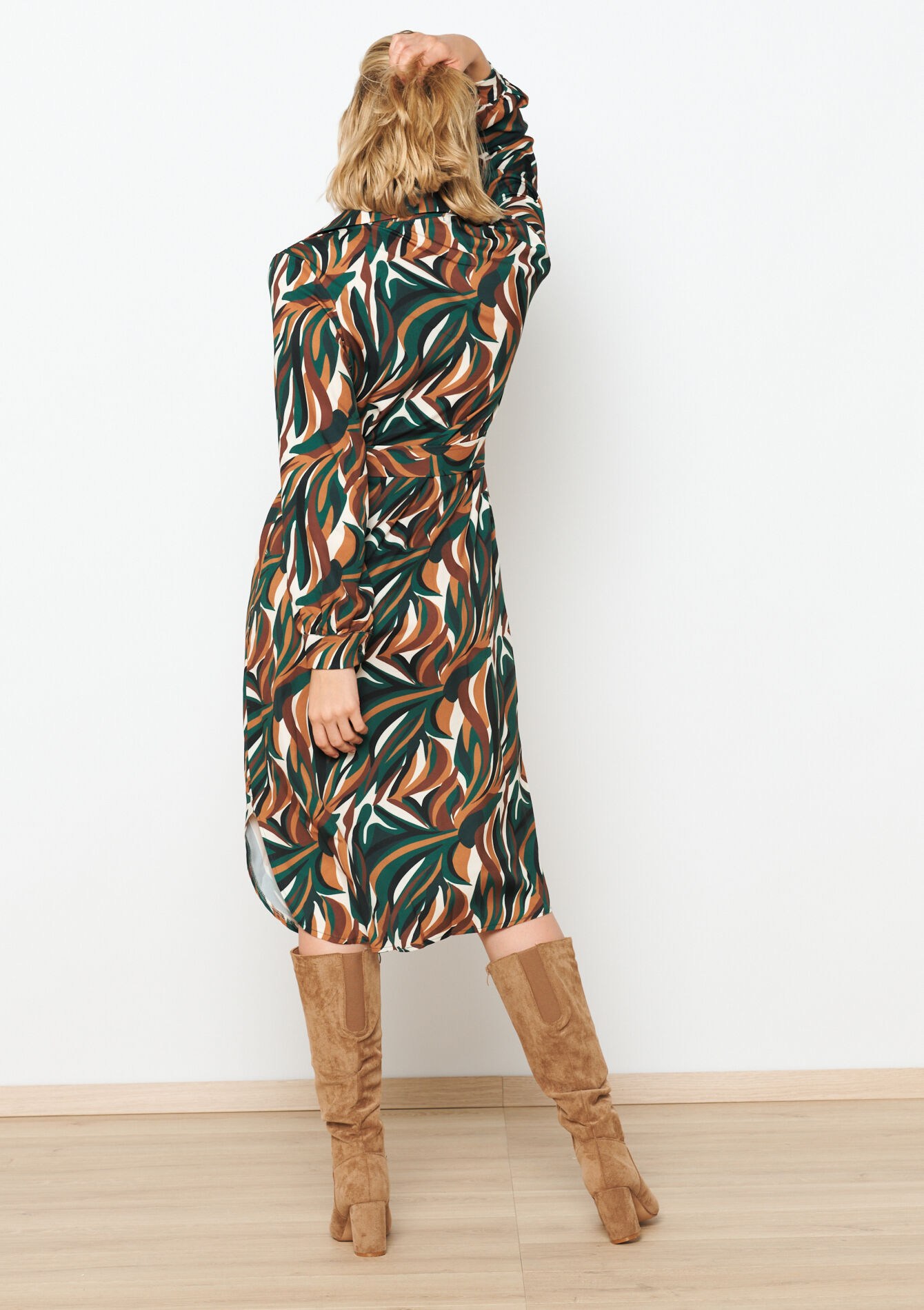 Hemdjurk met bladerprint, Hemdjurk met bladerprint - CAMEL CINNAMON - 08602239_3835