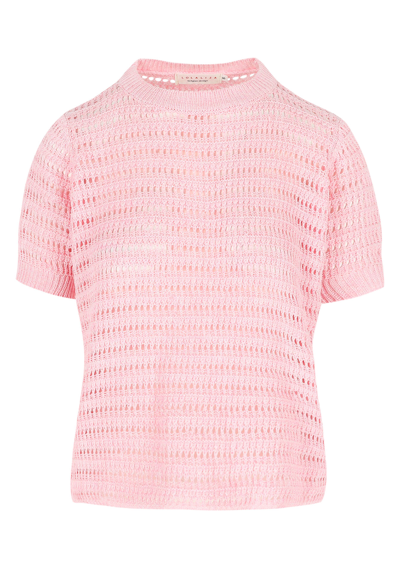 Opengewerkte t-shirt met korte mouwen, Opengewerkte t-shirt met korte mouwen - PINK BUBBLEGUM - 02301825_1477