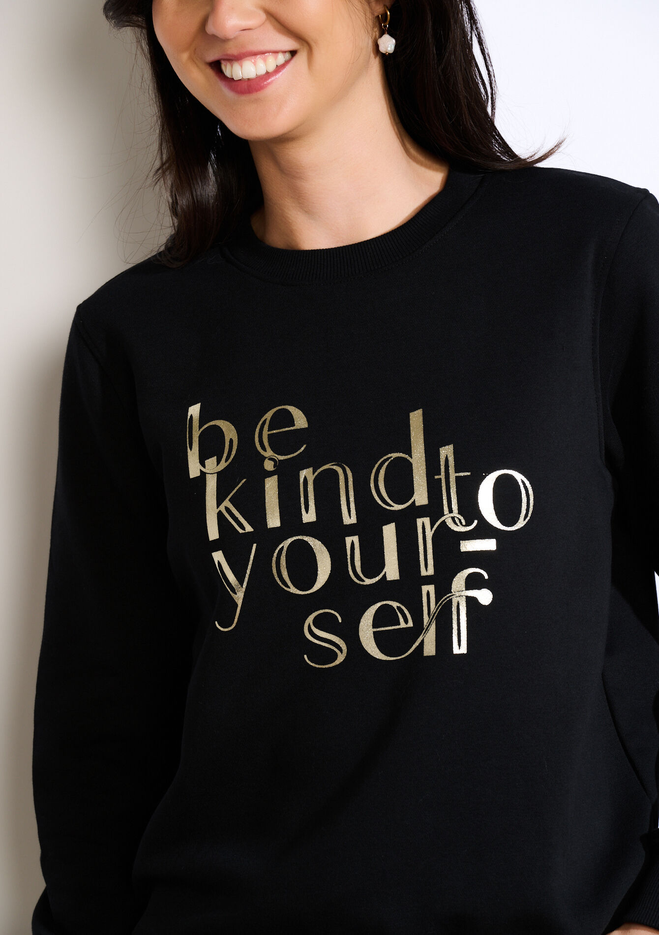 Sweater met positieve tekst, Sweater met positieve tekst - BLACK - 03001763_1119