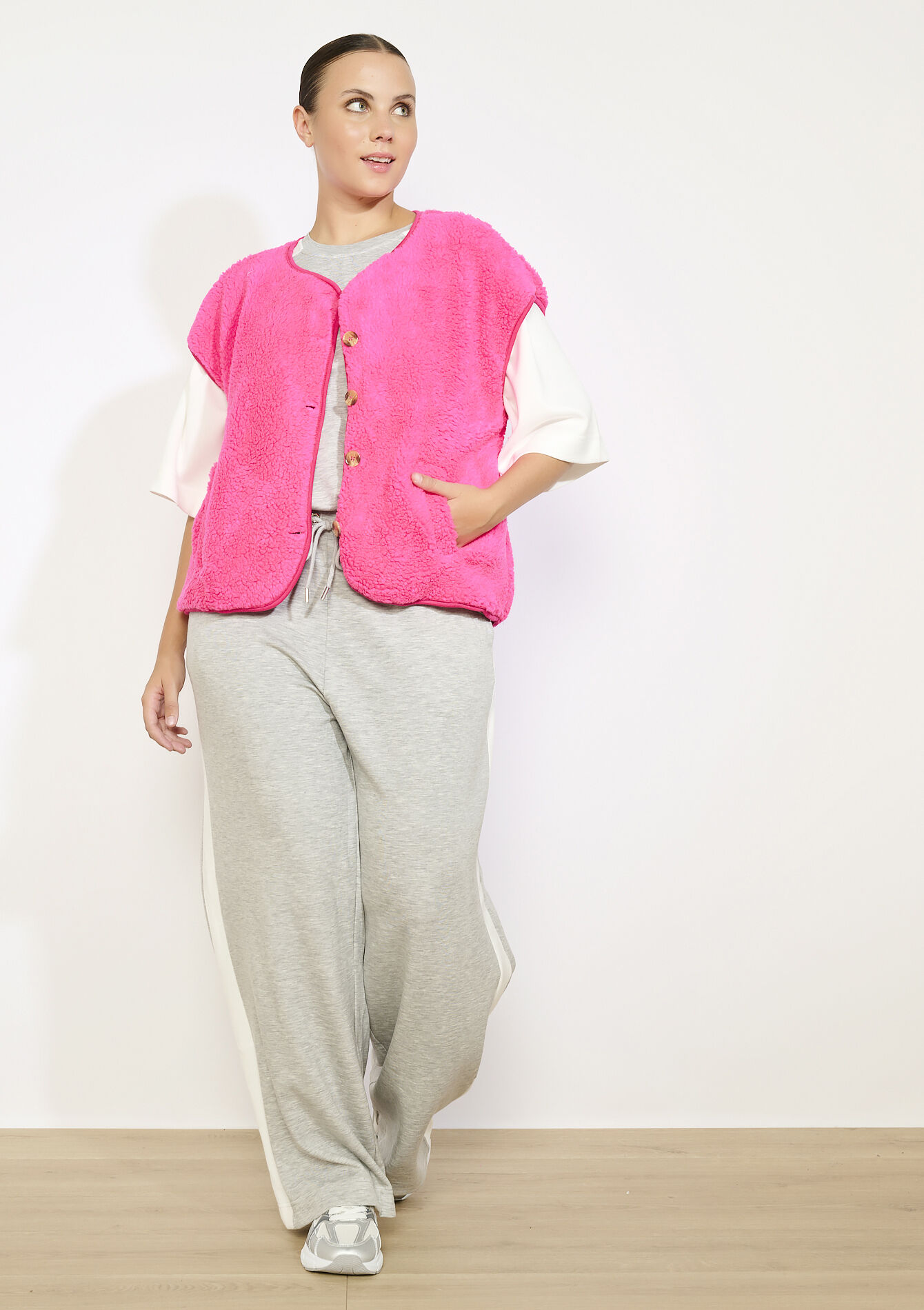 Zachte mouwloze bodywarmer, Zachte mouwloze bodywarmer - FLUO PINK - 09001486_5727